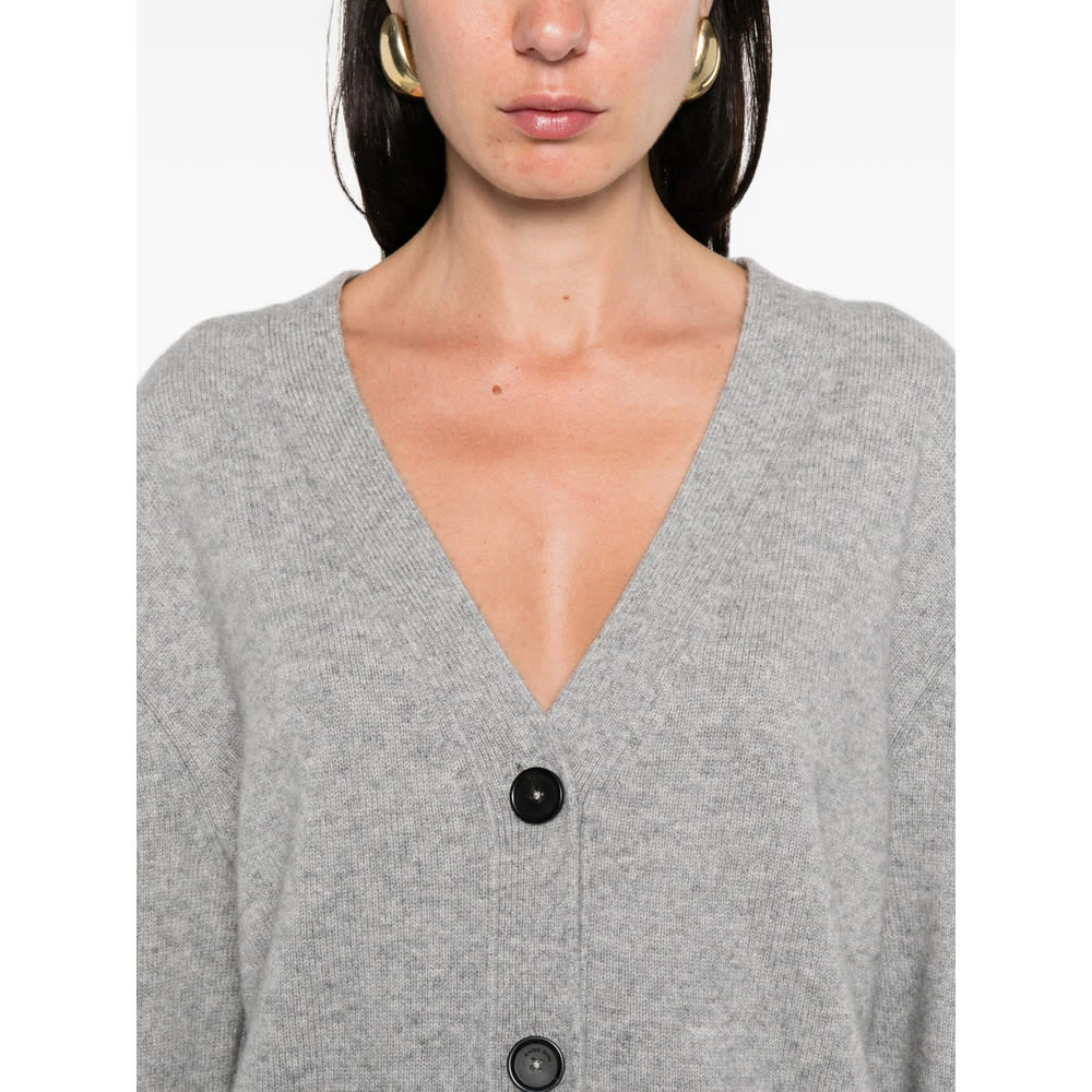 Anine Bing Boxy Grey Cashmere Cardigan With Button Closure In Gray