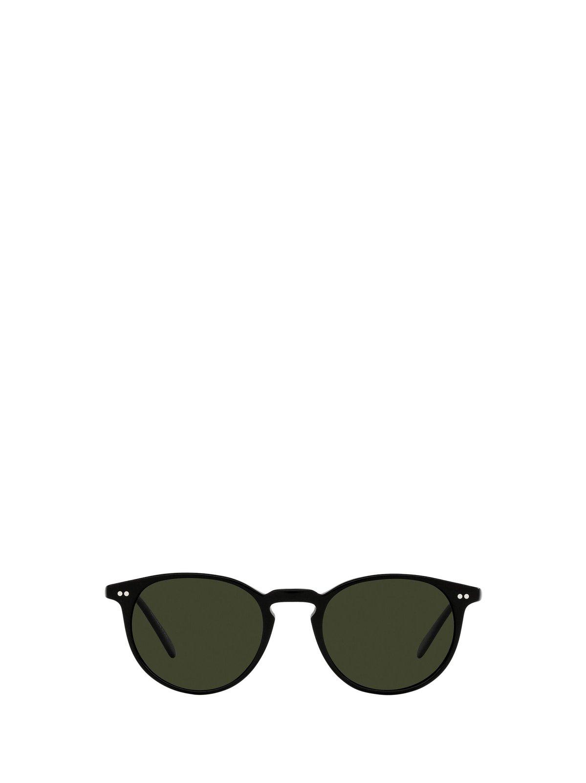 Shop Oliver Peoples Riley Sun Round Frame Sunglasses In 1005p1