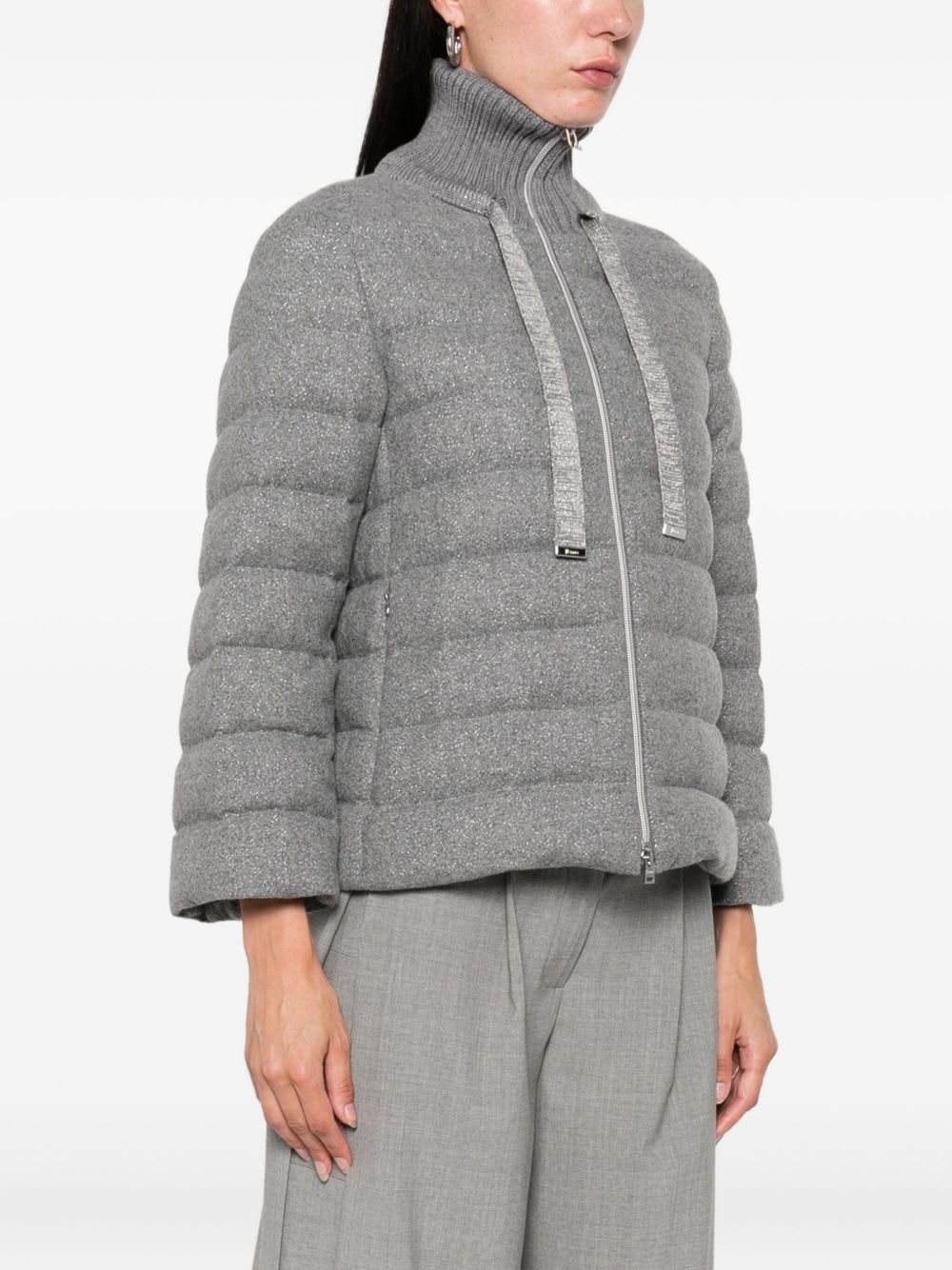 Herno Cashmere And Wool Padded Jacket In Gray