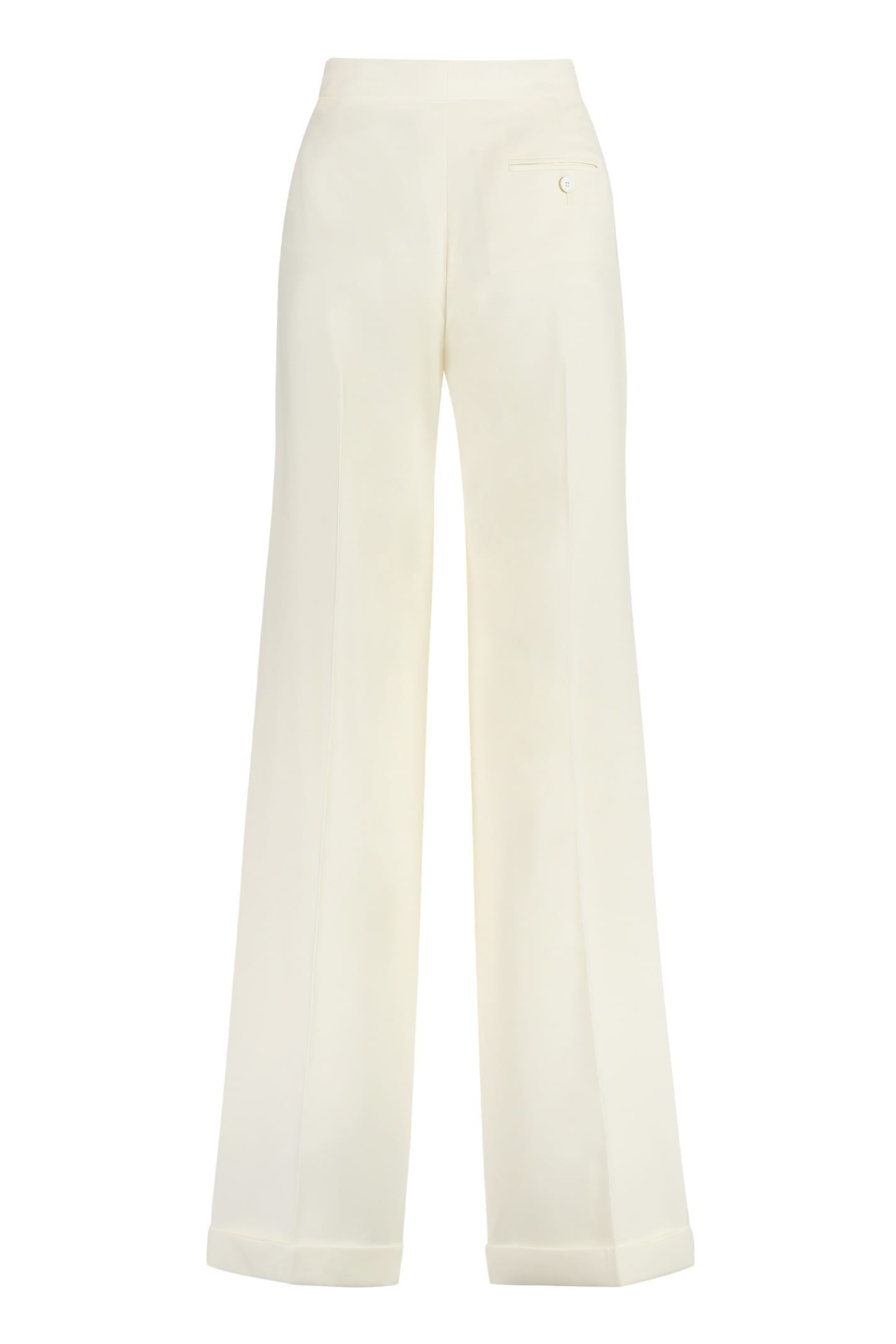 Shop Alexander Mcqueen Wool Wide-leg Trousers In Ivory