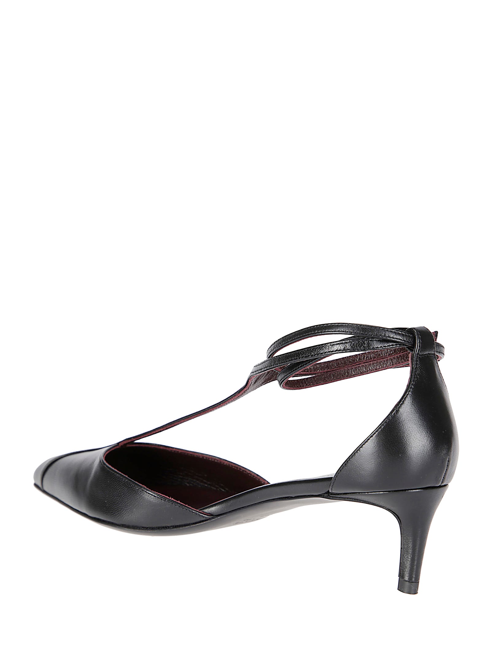 Khaite Pointed Toe Black Ankle Strap Sandals