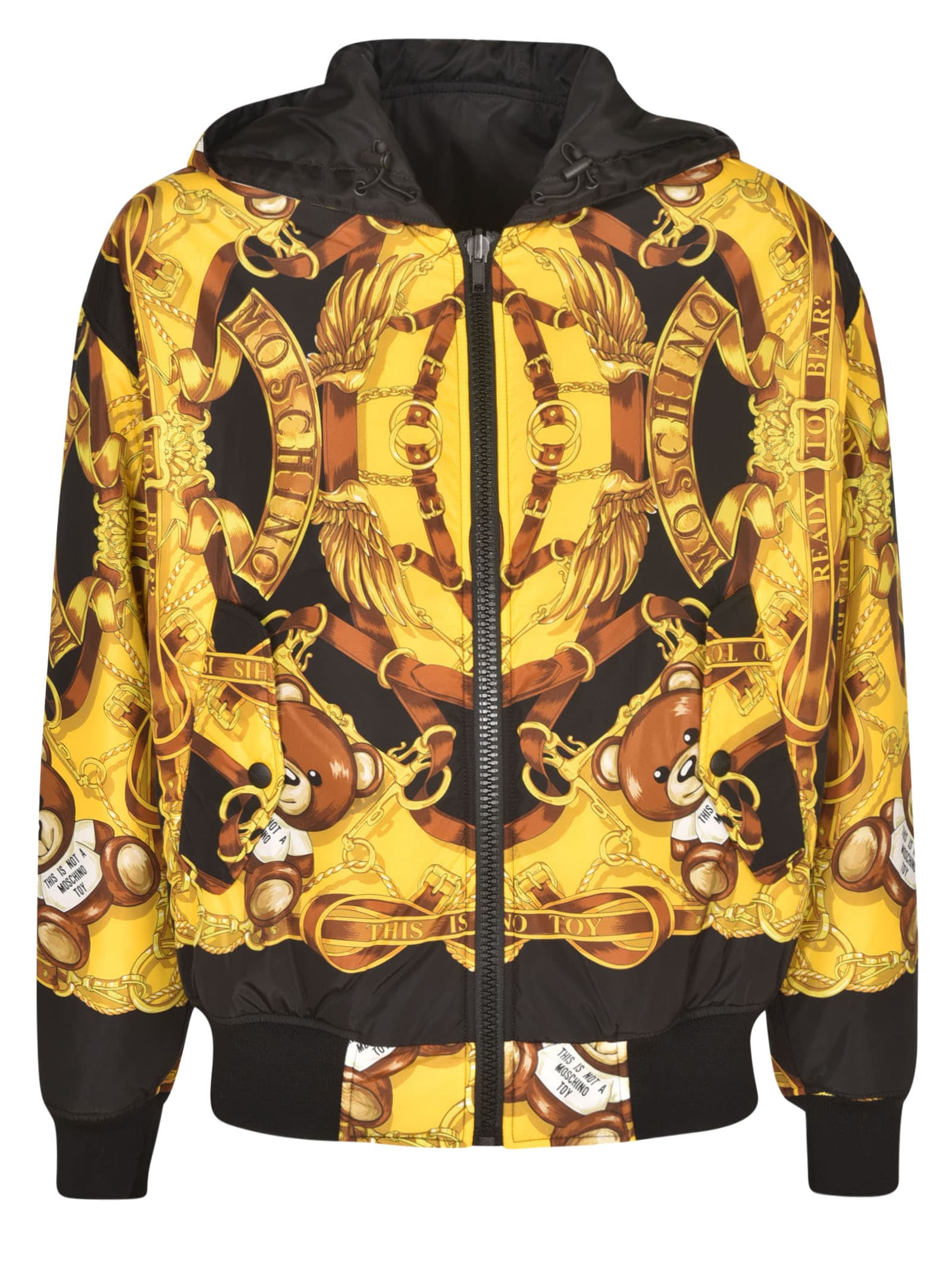 Moschino All-over Printed Bear Logo Hooded Bomber