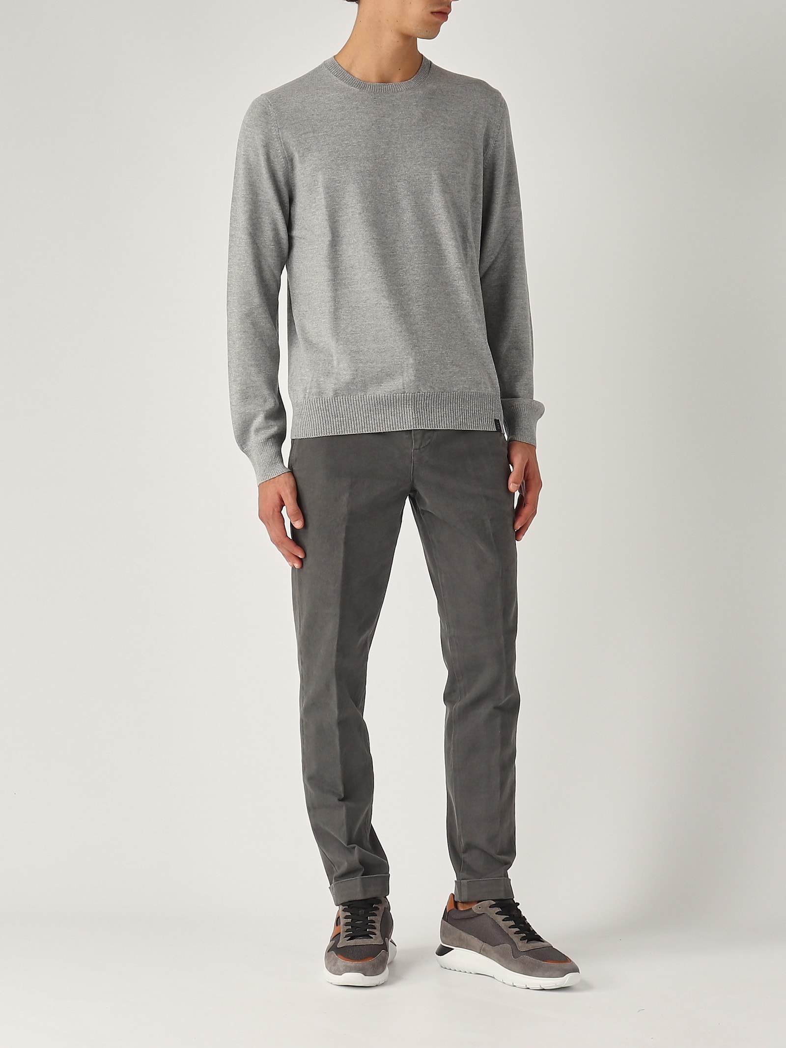 Shop Fay Maglia Girocollo Uomo Sweater In Grigio