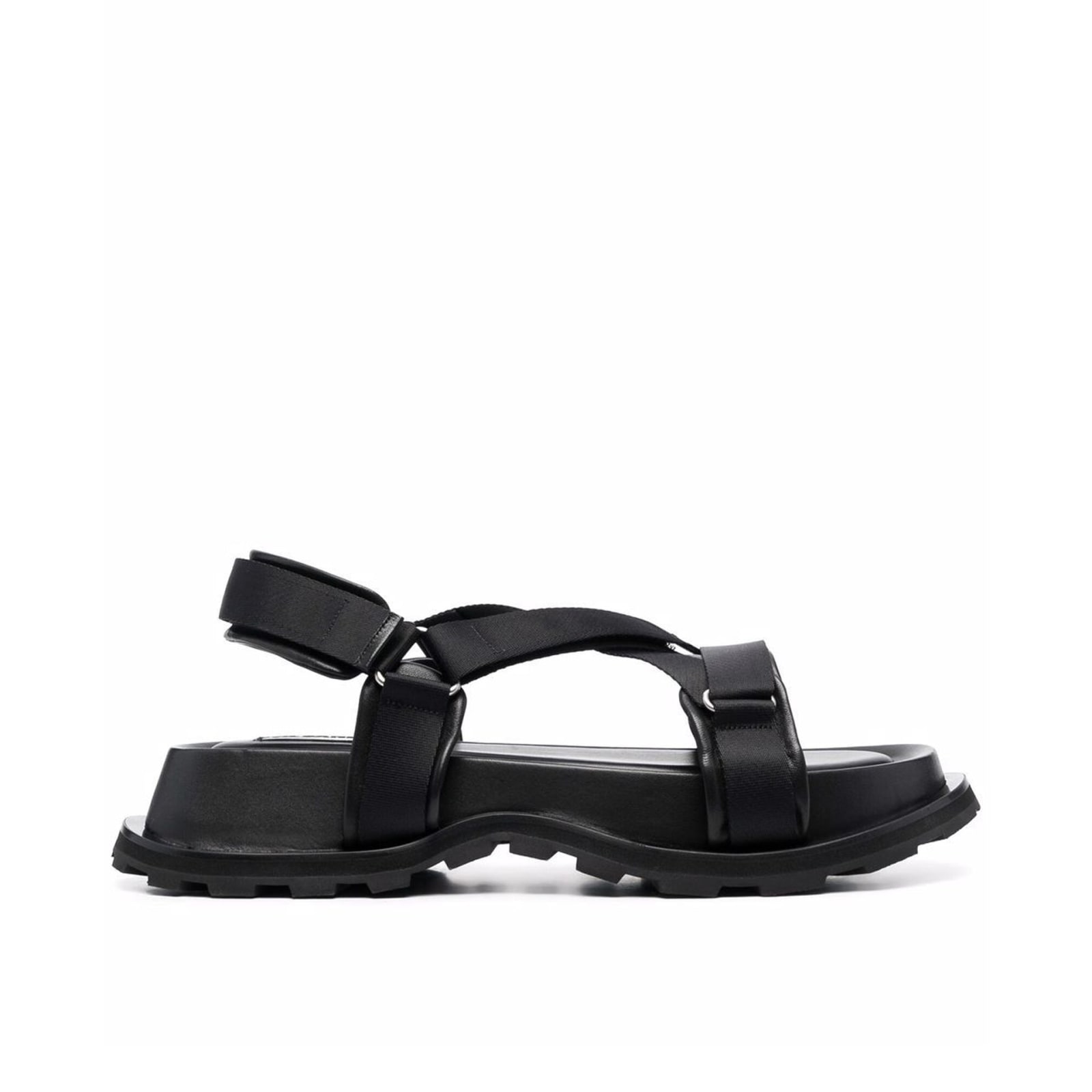 Shop Jil Sander Velcro Strap Sandals In Black