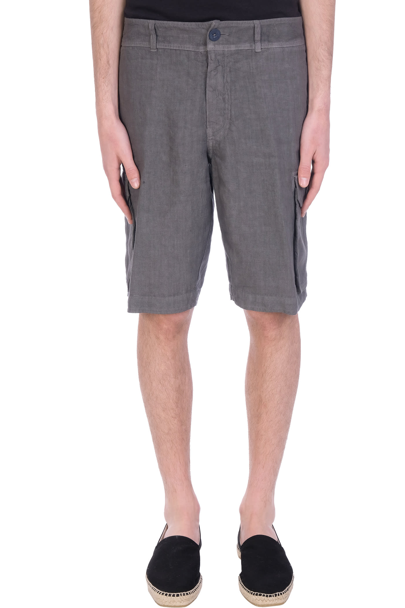 120% Lino Shorts In Grey Linen