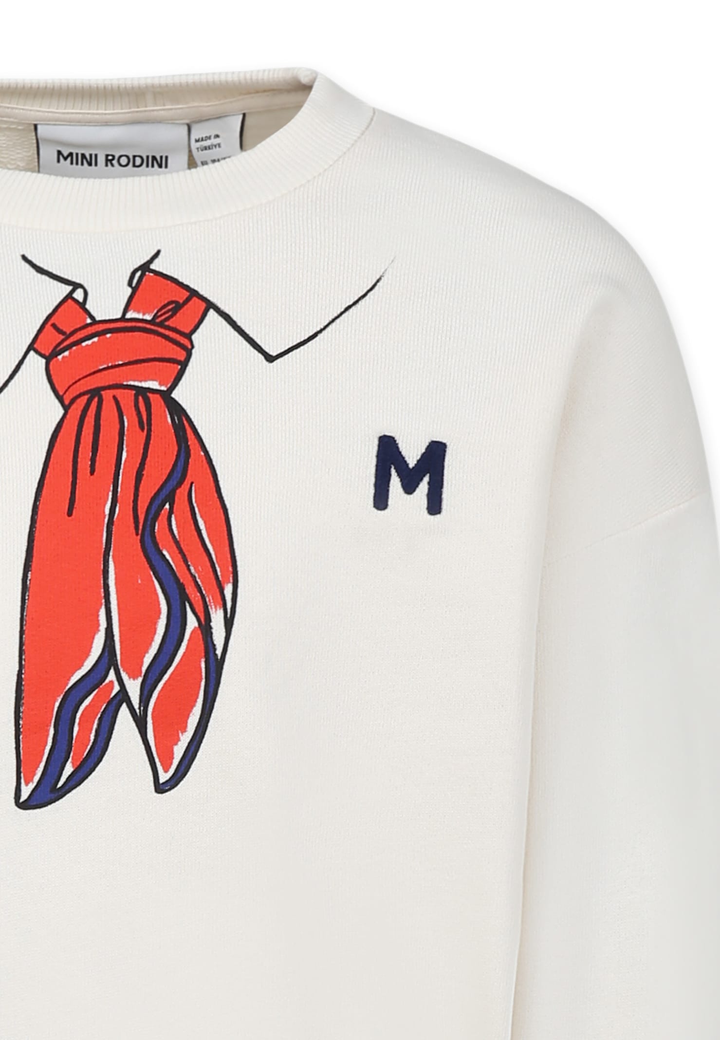 Shop Mini Rodini Ivory Sweatshirt For Kids With Scarf Print