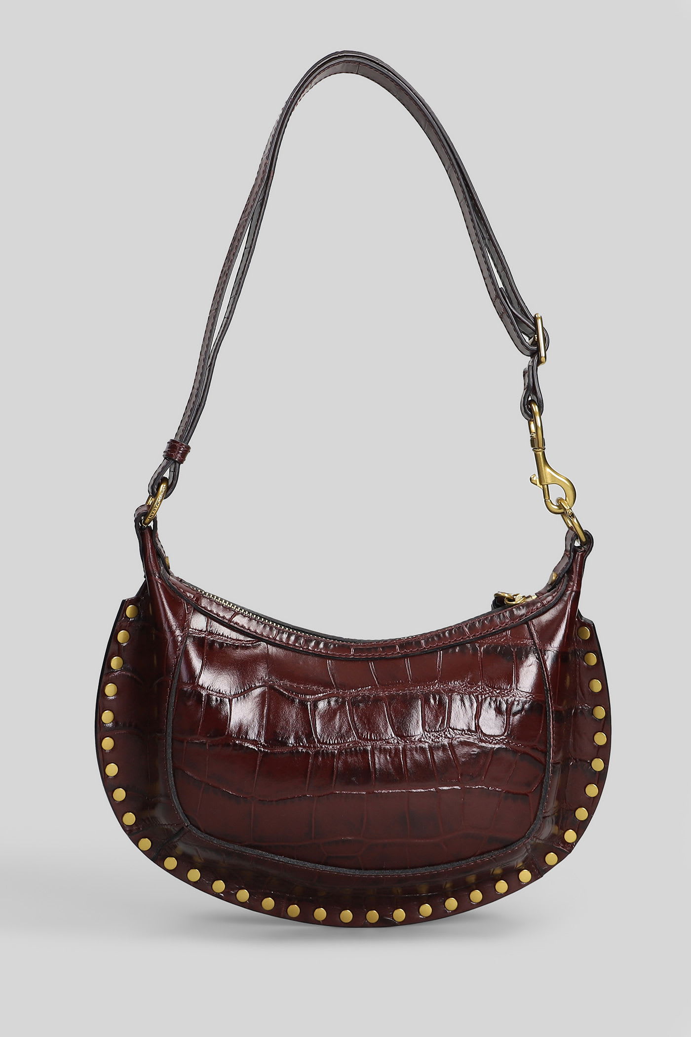 Isabel Marant Oskan Moon Shoulder Bag In Bordeaux Leather In Burgundy