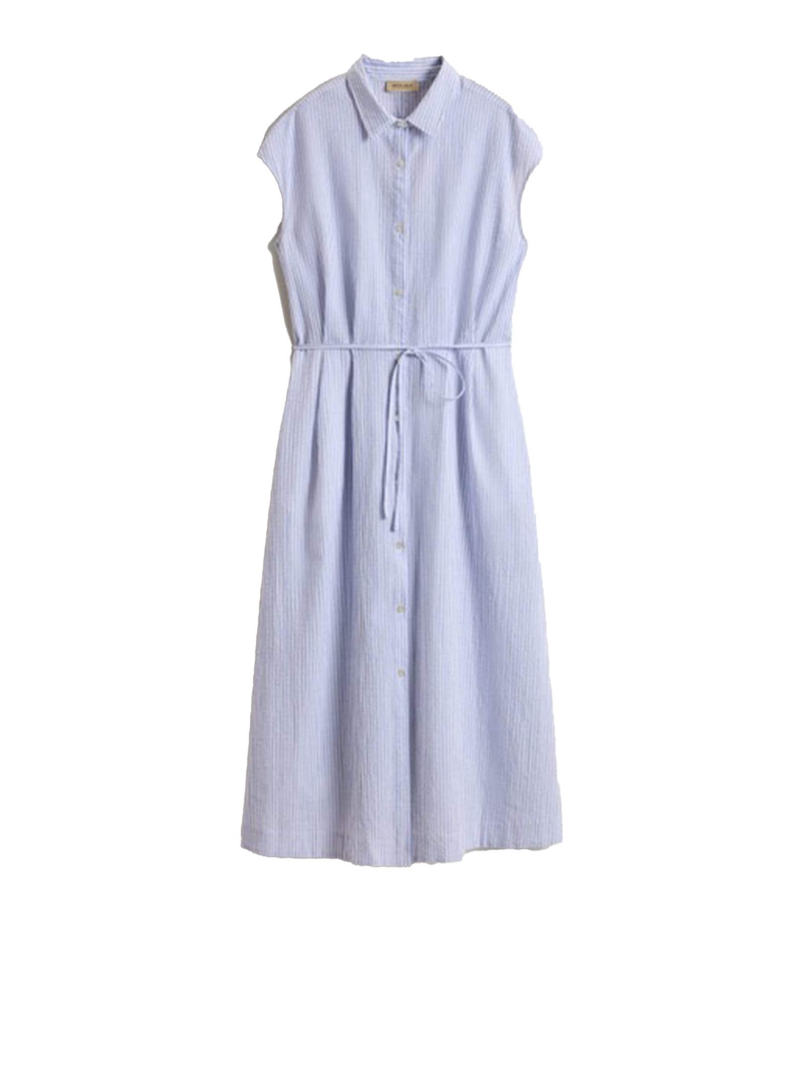 Woolrich Sleeveless Shirt Dress With Drawstring Waist In Blue