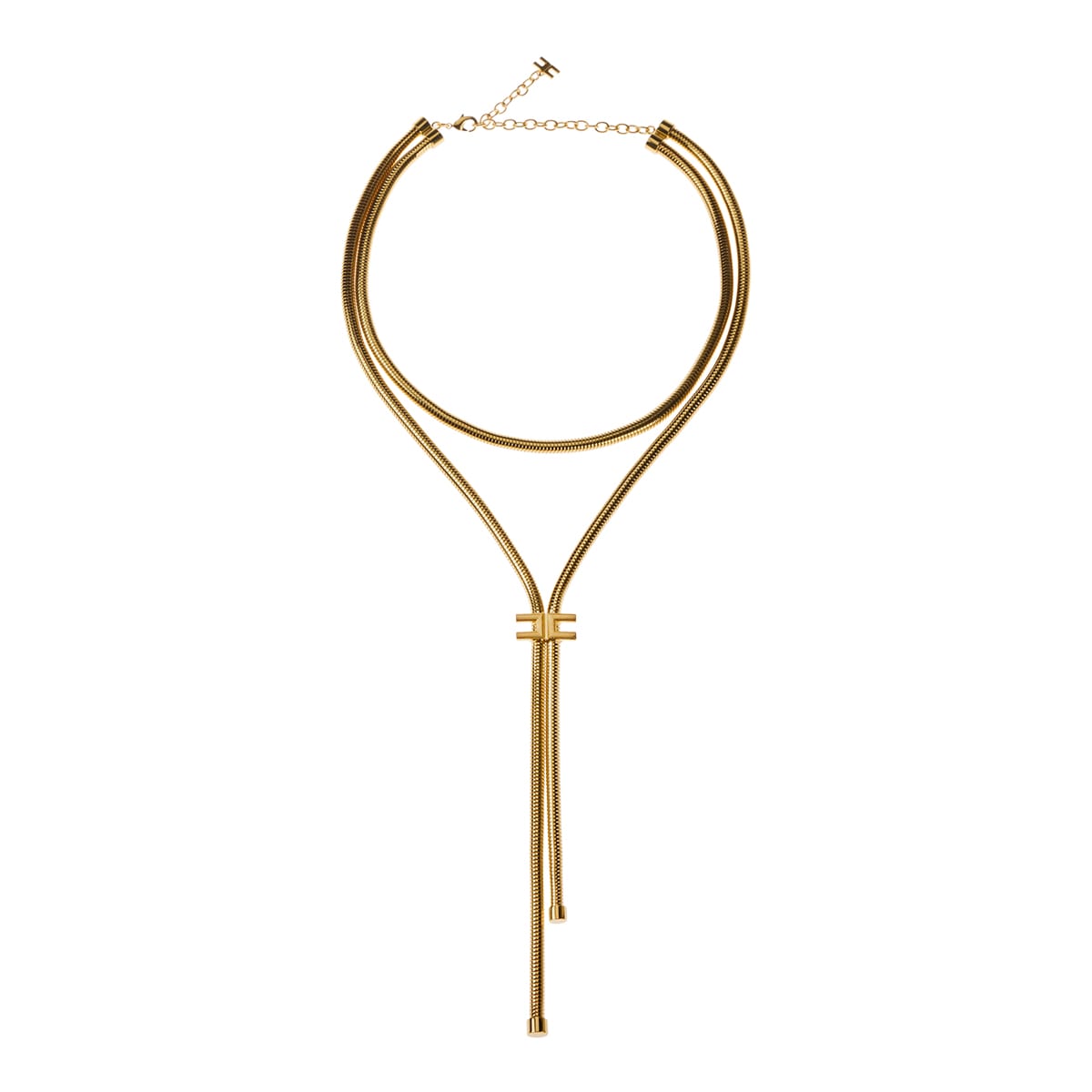 Elisabetta Franchi Chain Pendant Necklace Adjustable Length In Gold