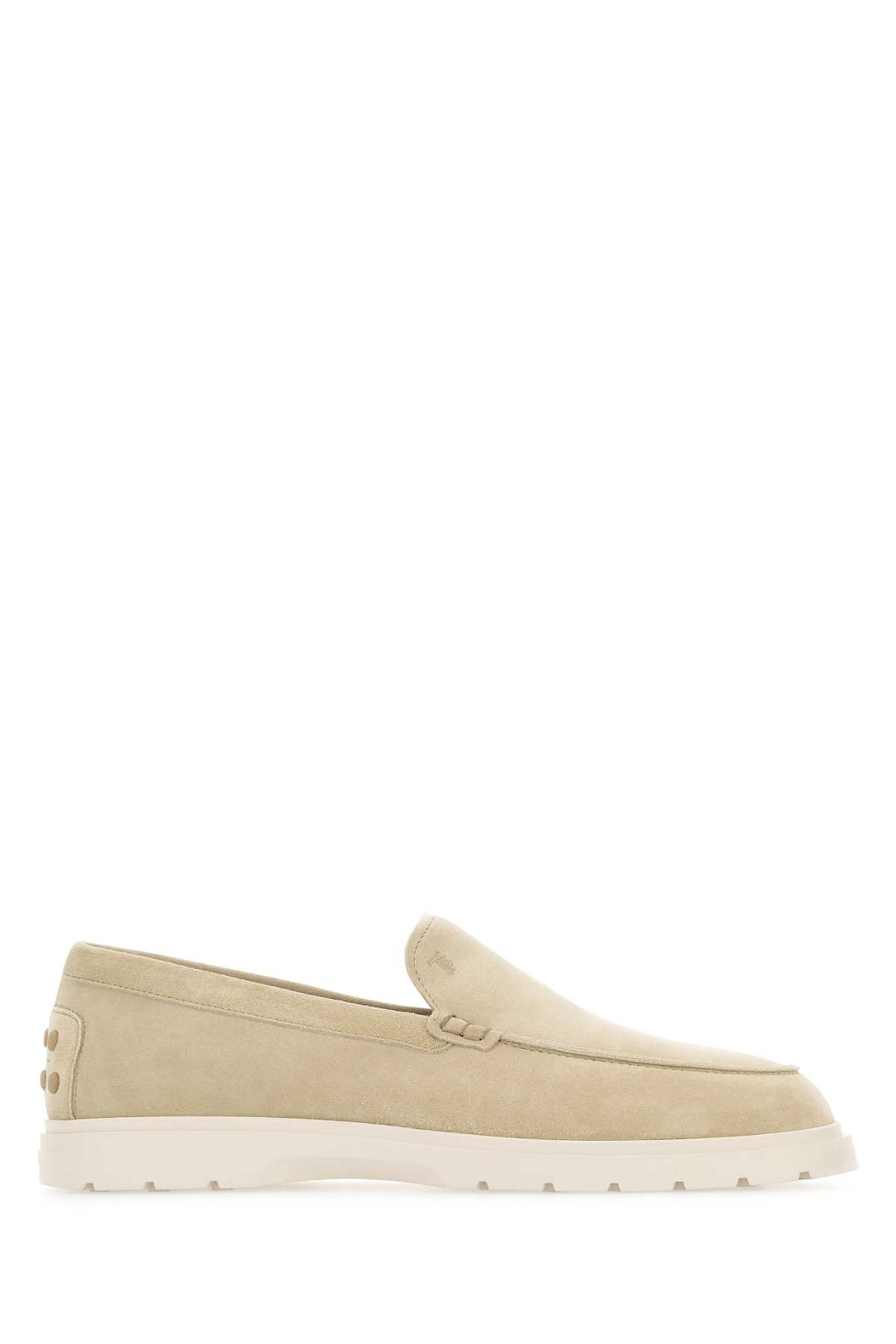 Shop Tod's Sand Suede Loafers In C606