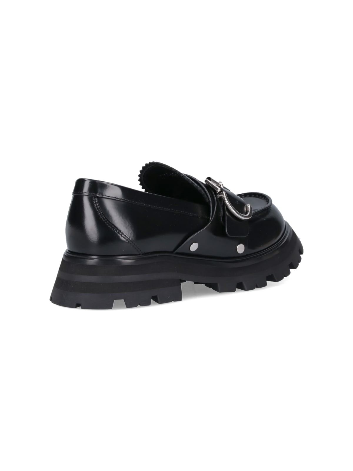 Alexander Mcqueen Brushed Leather Wander Loafers For In Black