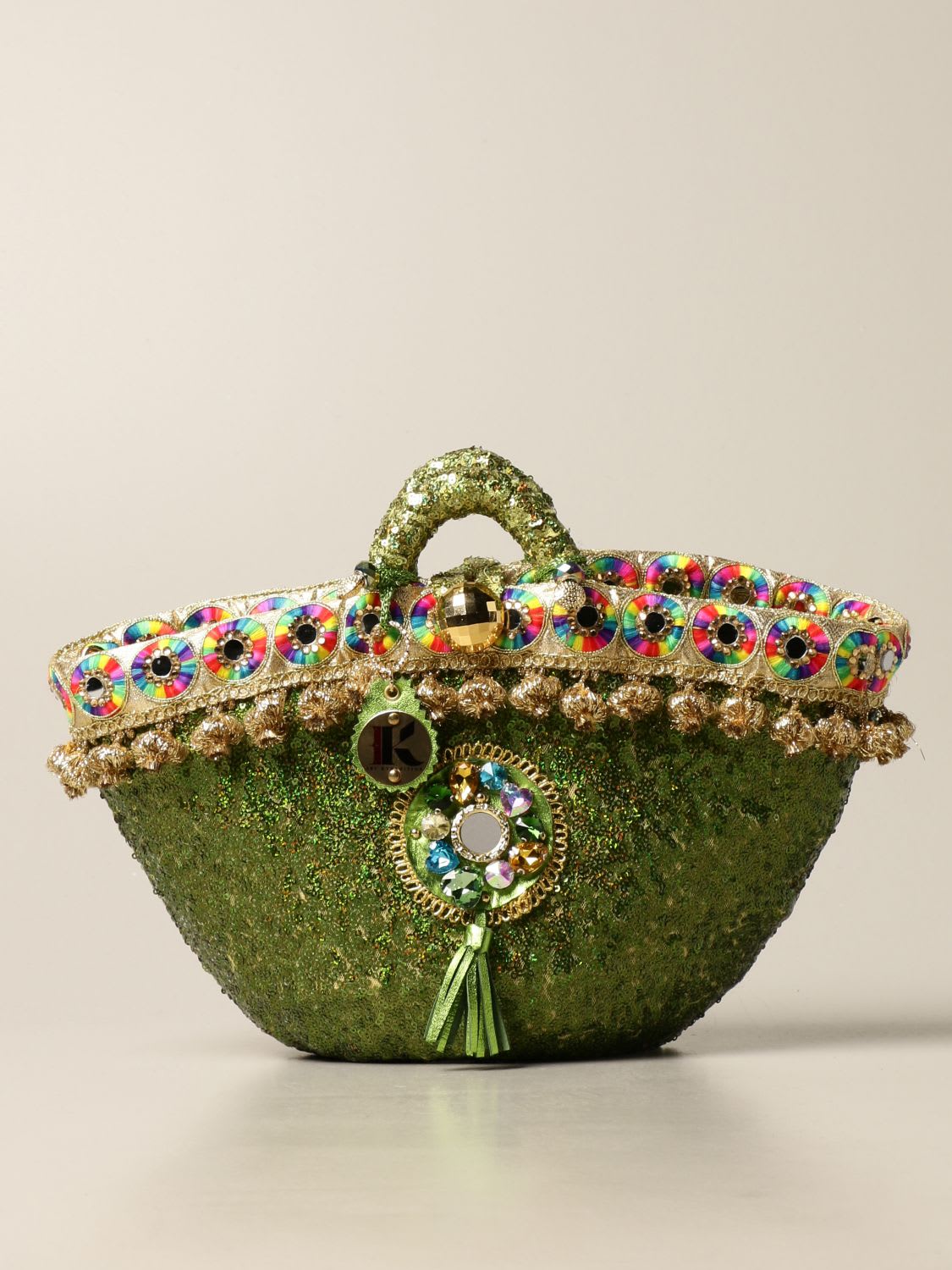 Sikuly Handbag Brillanti Sikuly Coffa Bag With Micro Sequins And Embroidery