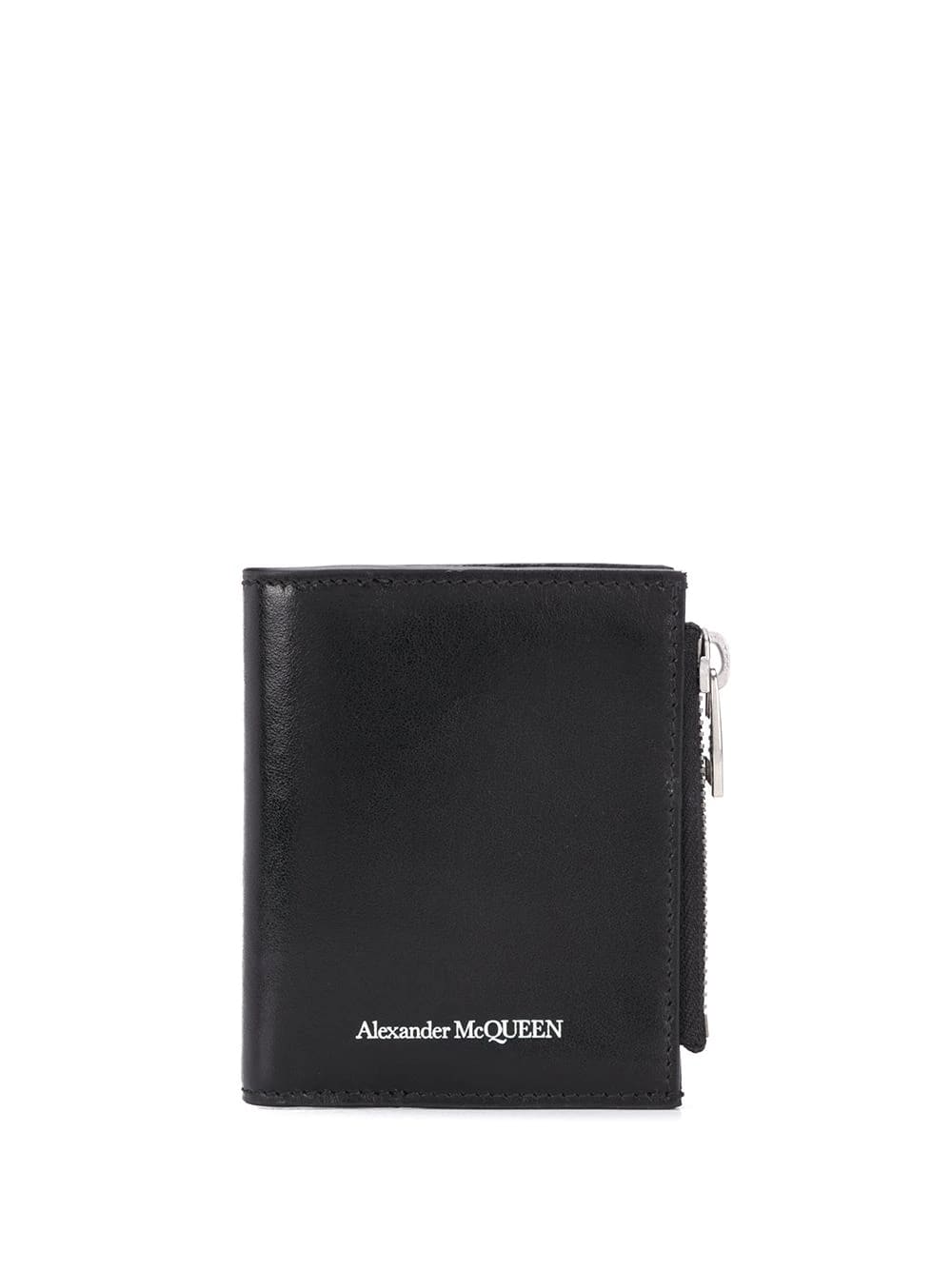 Alexander McQueen Man Black Bifold Wallet With White Logo