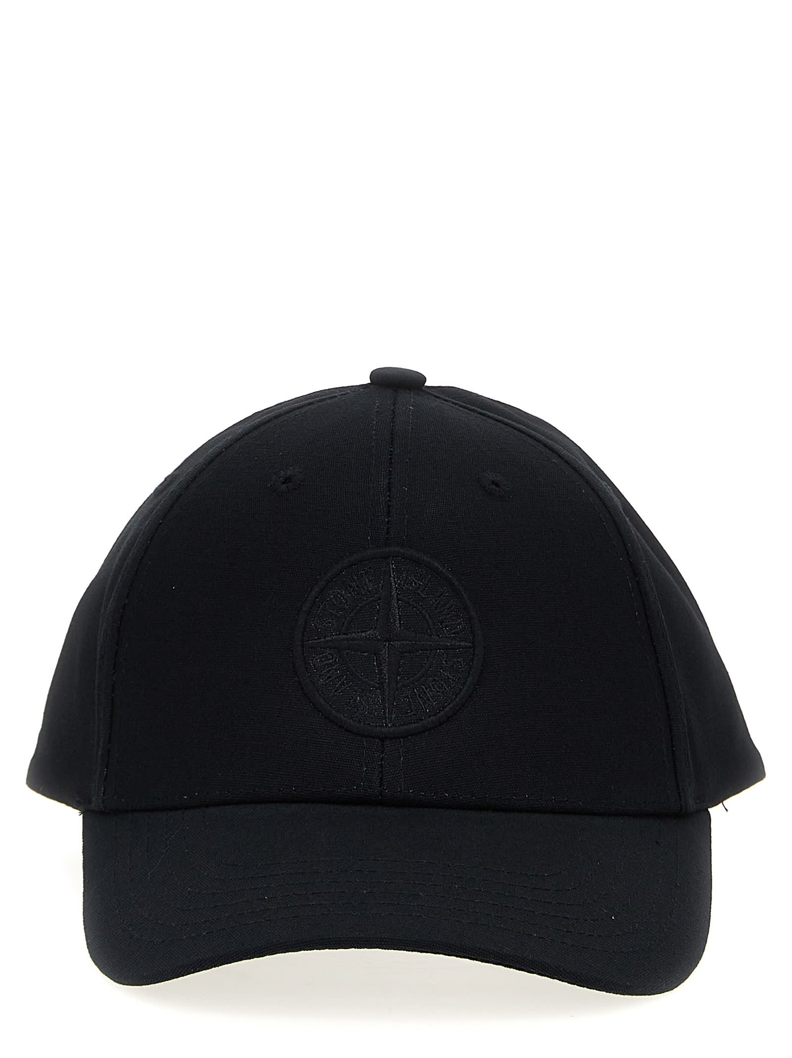 Shop Stone Island Logo Embroidery Cap In Black