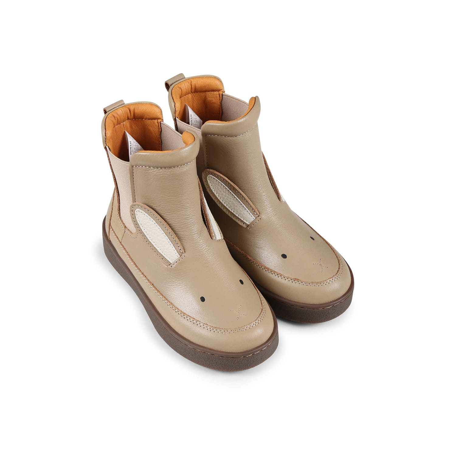 DONSJE BEIGE ANKLE BOOTS FOR KIDS WITH RABBIT