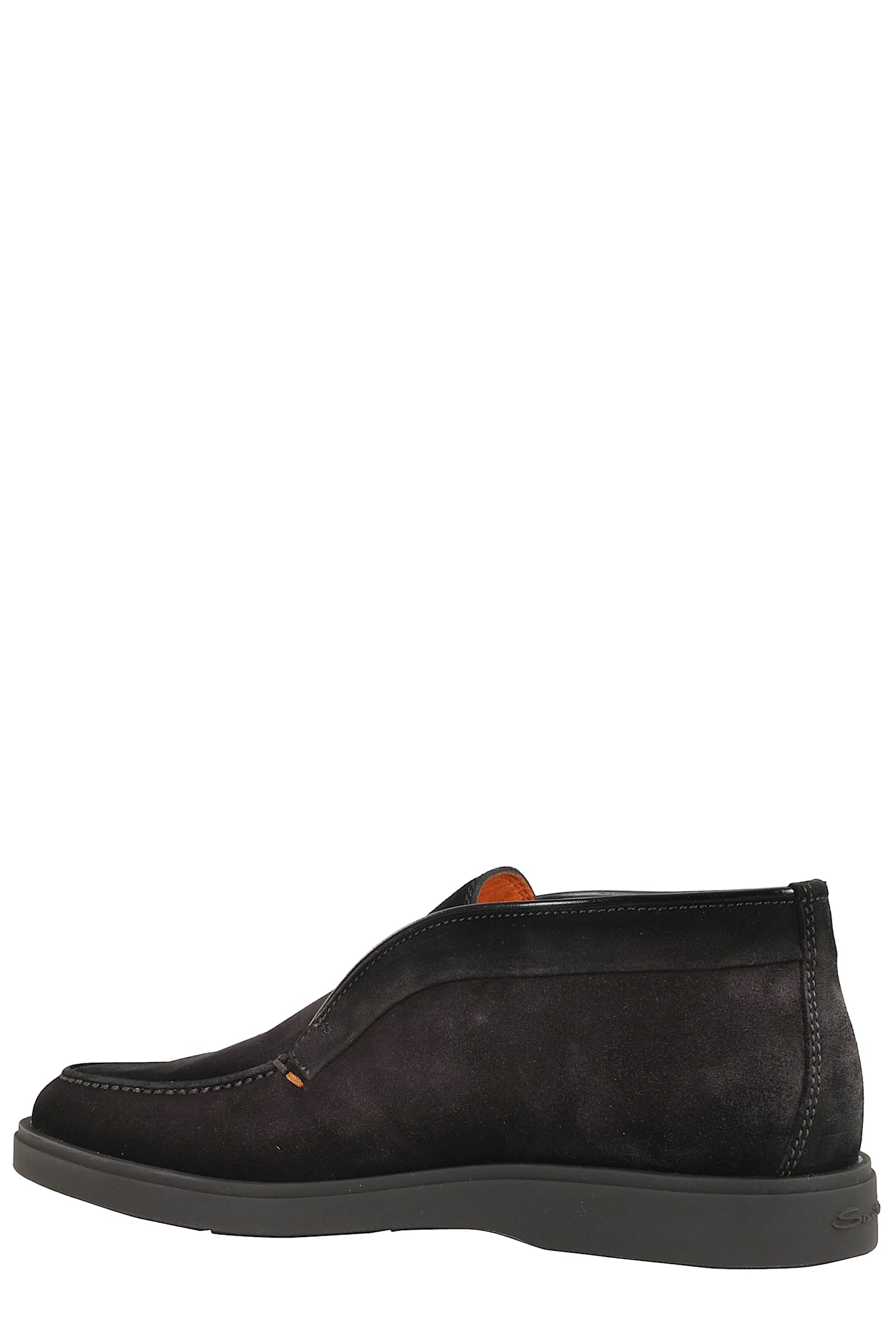 Santoni Midnight Blue Calf Suede Slip-on Shoes With Branded Insole In Gray