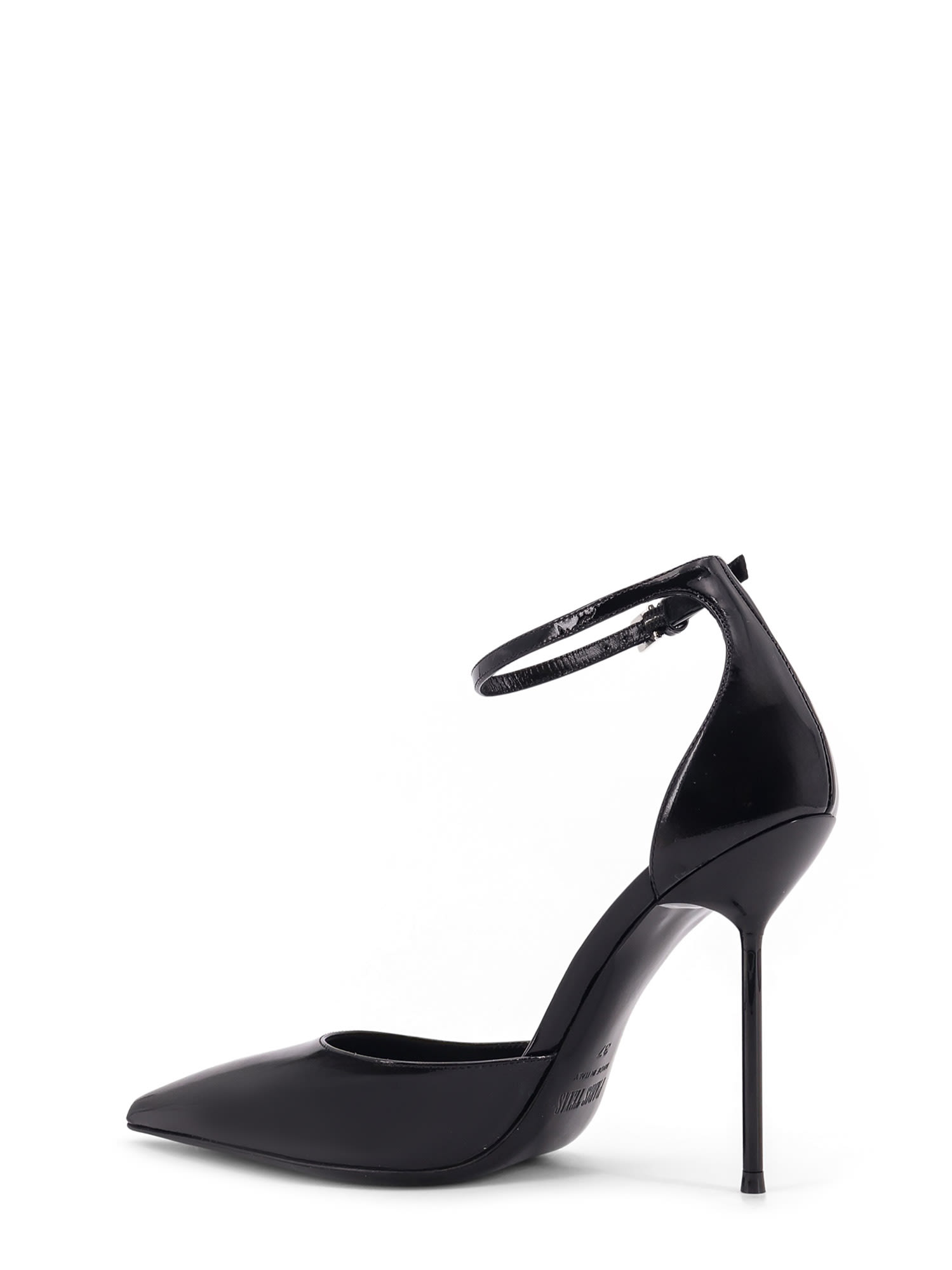 Paris Texas Arrow Toe Heeled Shoes With Delicate Ankle Strap In Black