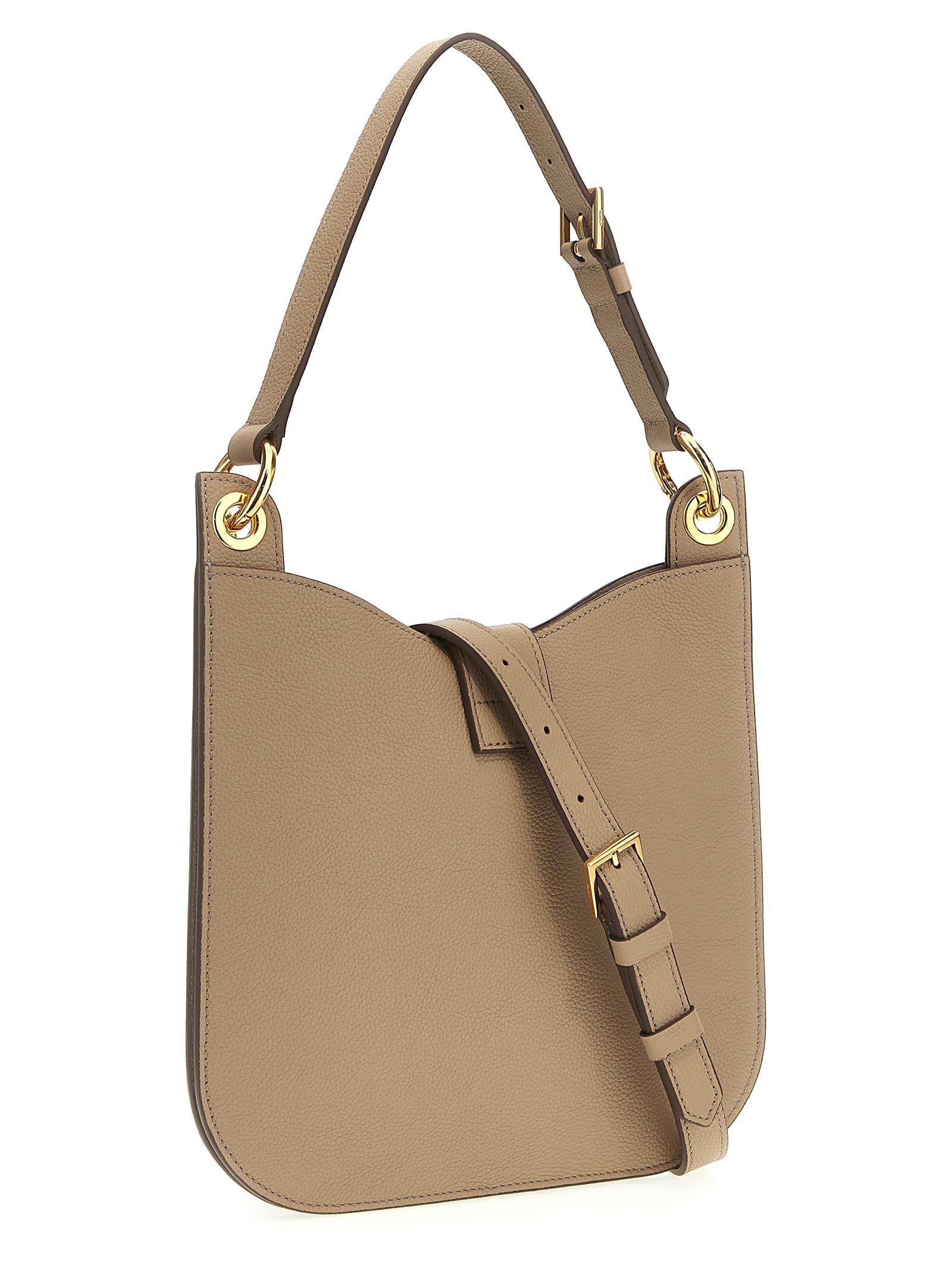 Shop Tom Ford Hammered Leather Shoulder Strap In Beige