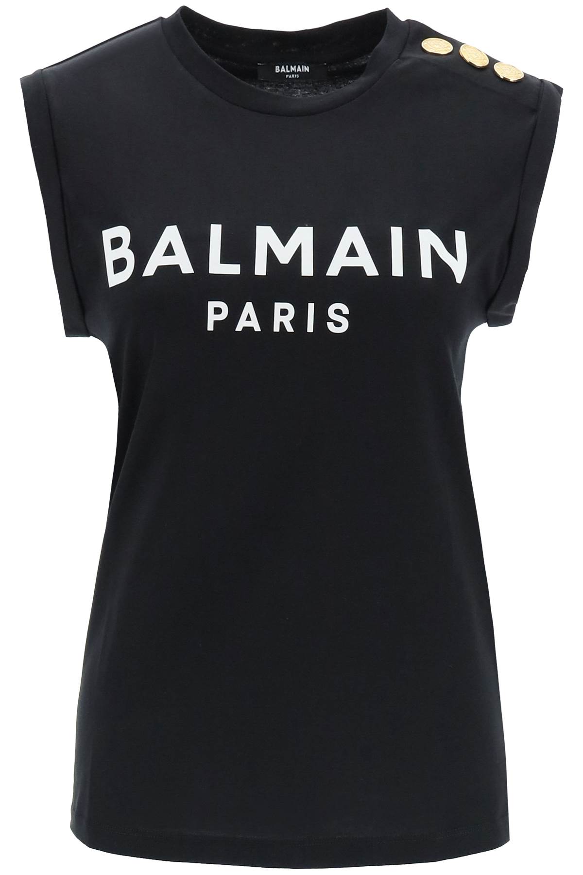 Shop Balmain Logo Top With Embossed Buttons In Noirblanc
