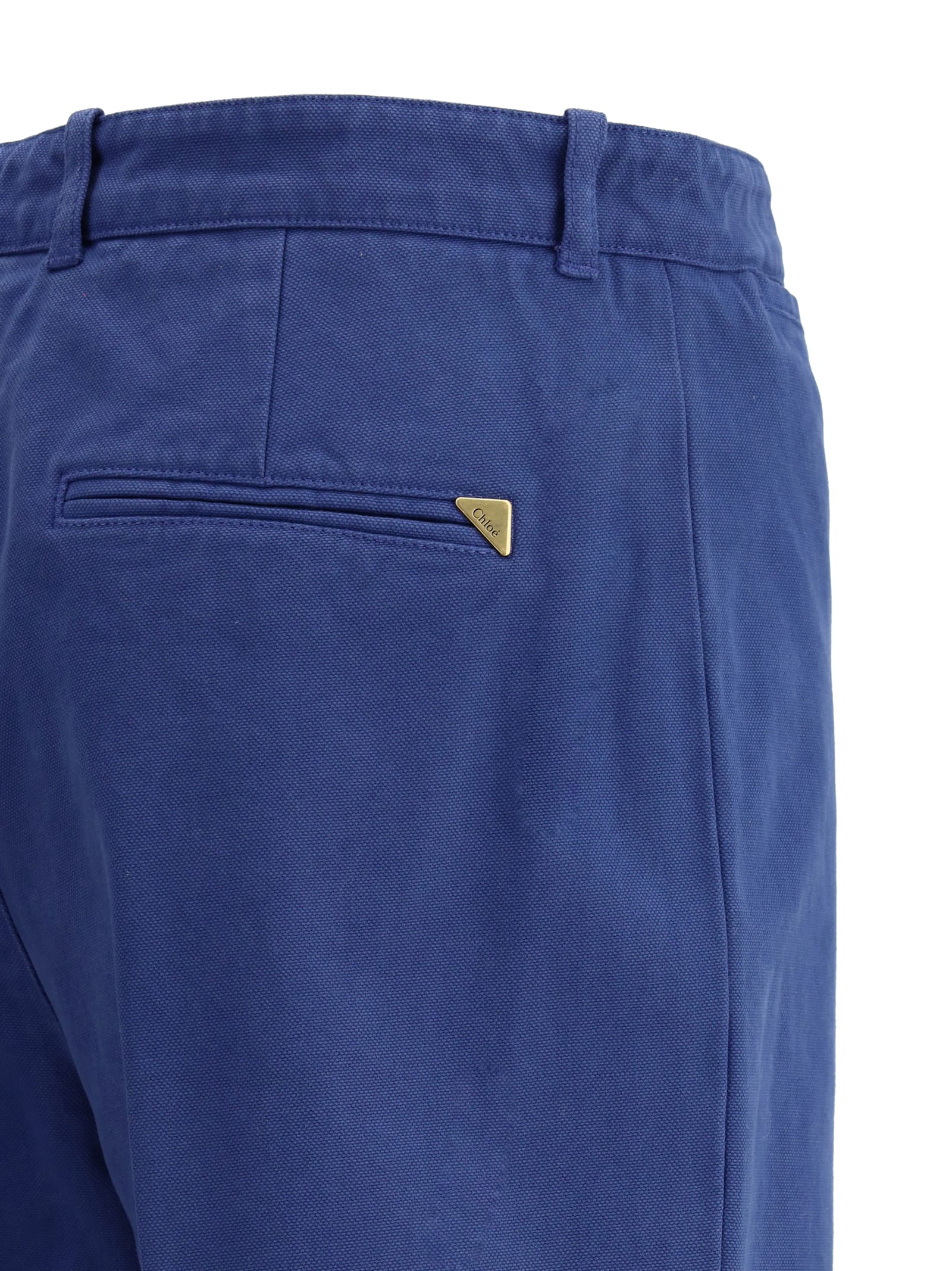 Chloé Flare Cotton Pants Belt Loops In Blue