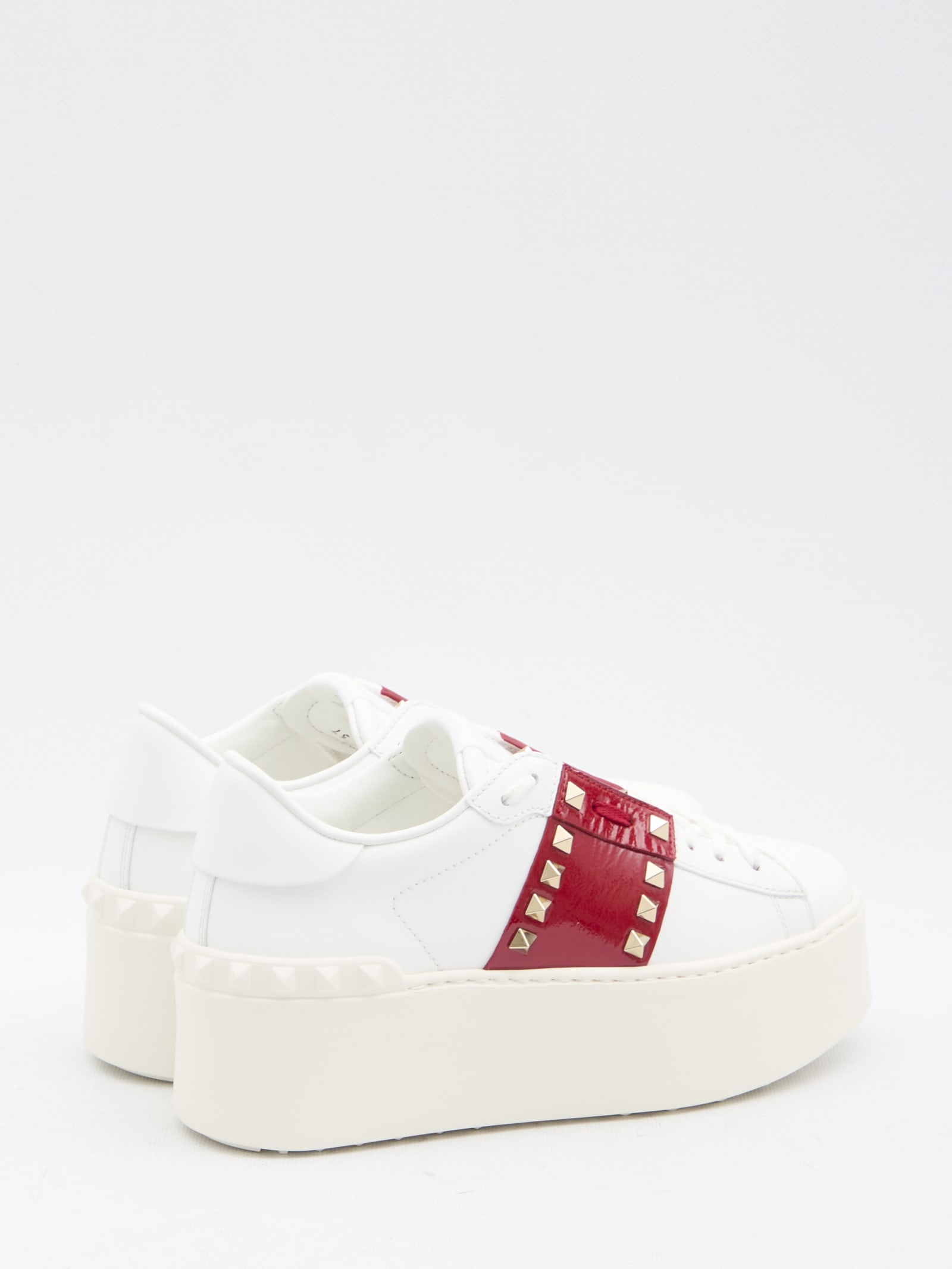 Shop Valentino Flatform Rockstud Untitled Sneakers In White