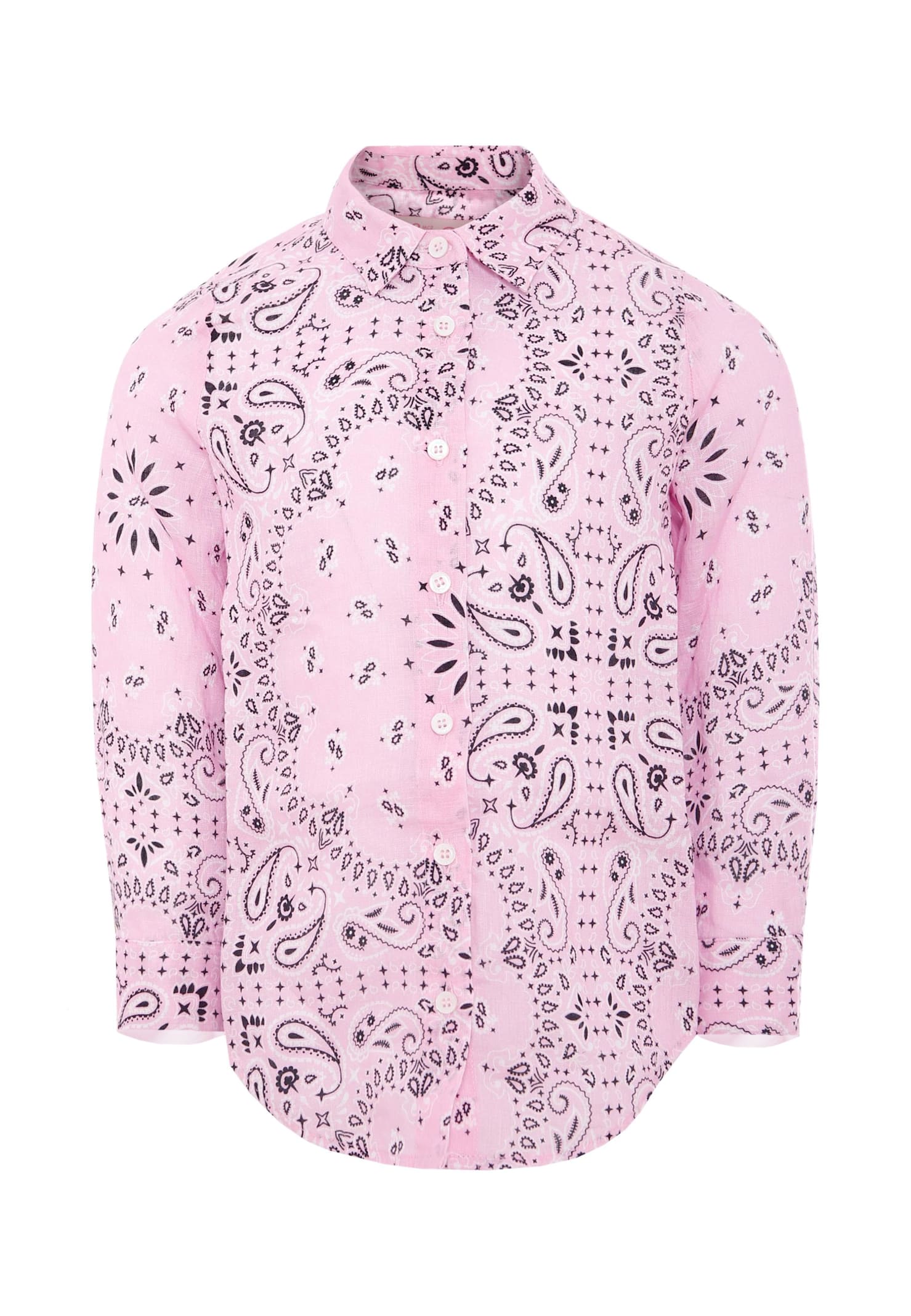 Mc2 Saint Barth Linen Bandana-print Shirt In Pink