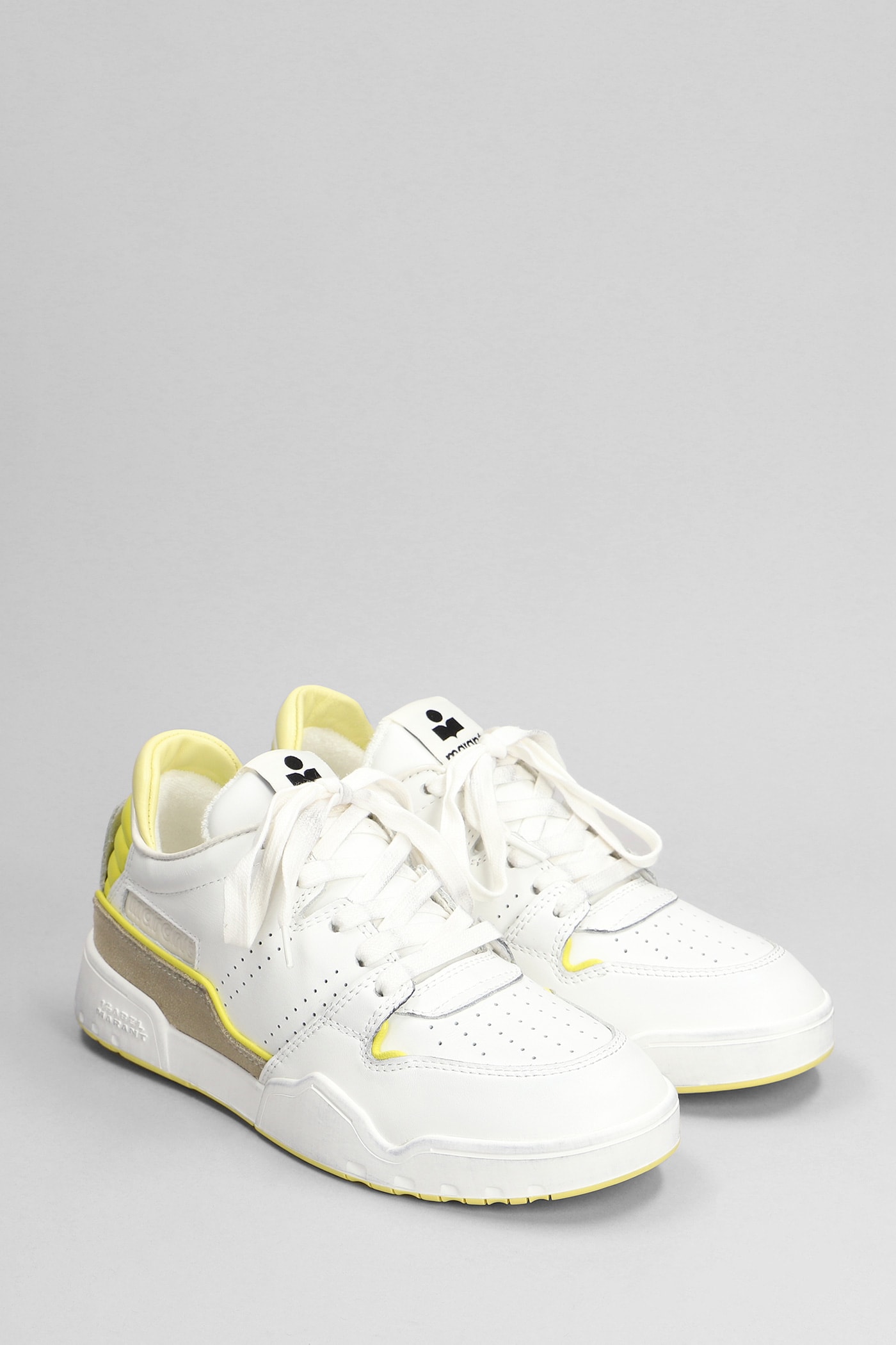 Shop Isabel Marant Emree Sneakers In White Suede And Leather