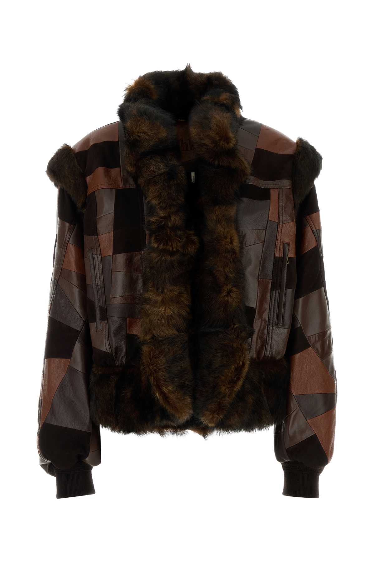 Chloé Shearling-trimmed Leather Bomber Jacket In Multi