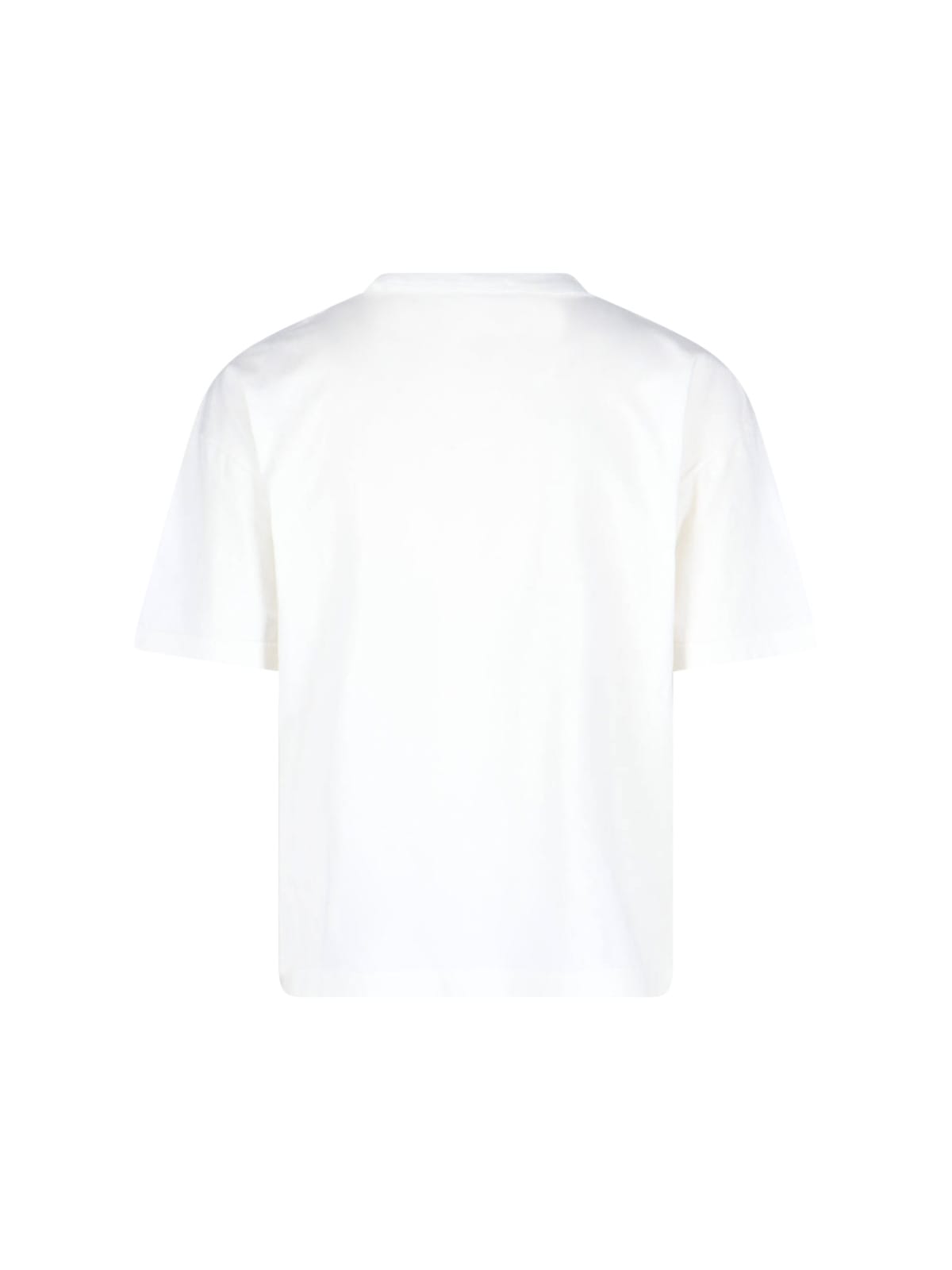 C.p. Company White T-shirt With Logo Embroidered On The Front Tone-on-tone In White