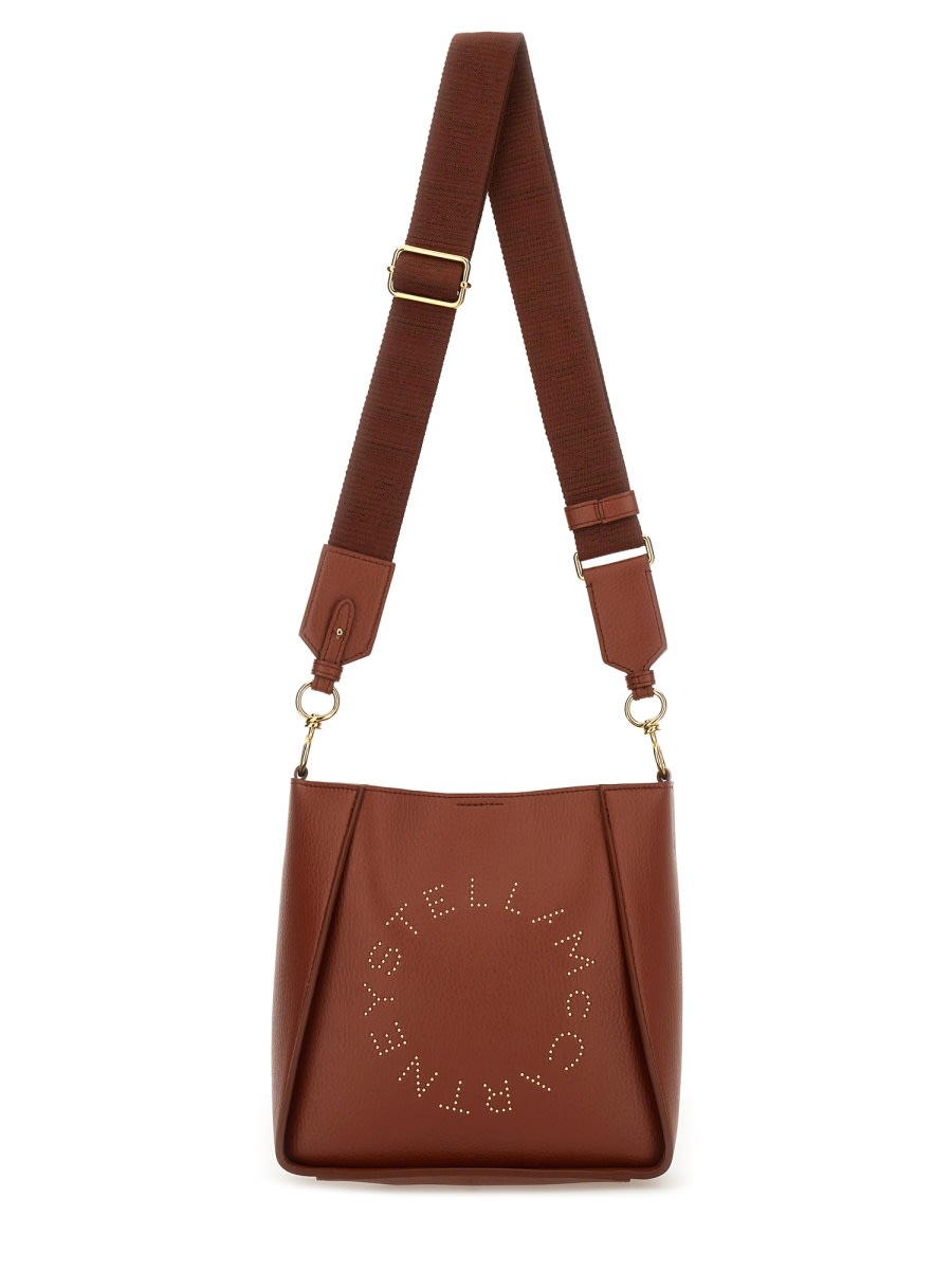 Stella Mccartney Logo Shoulder Bag With Hardware And Handle In Brown