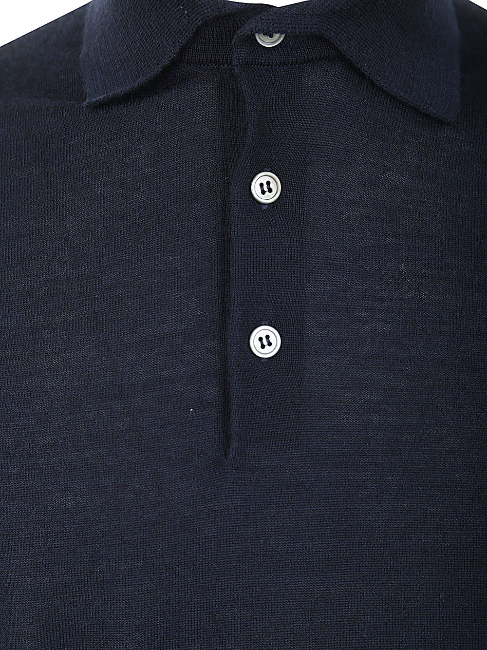 Shop Filippo De Laurentiis Long Sleeves Polo In Navy