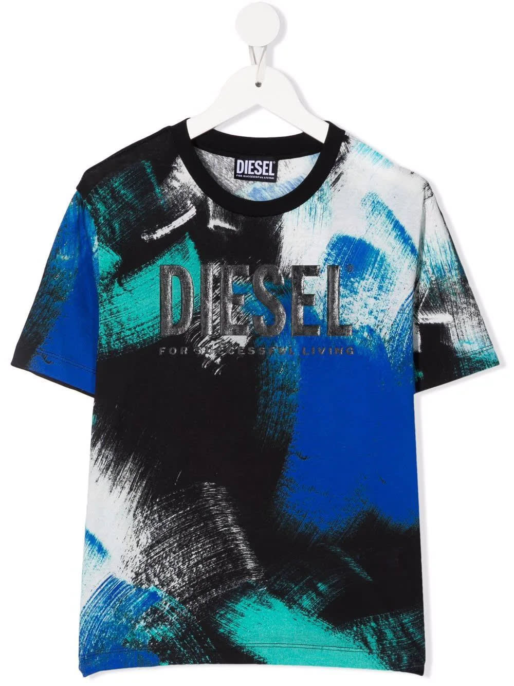 Diesel Kids brushstrokes Effect T-shirt With Logo