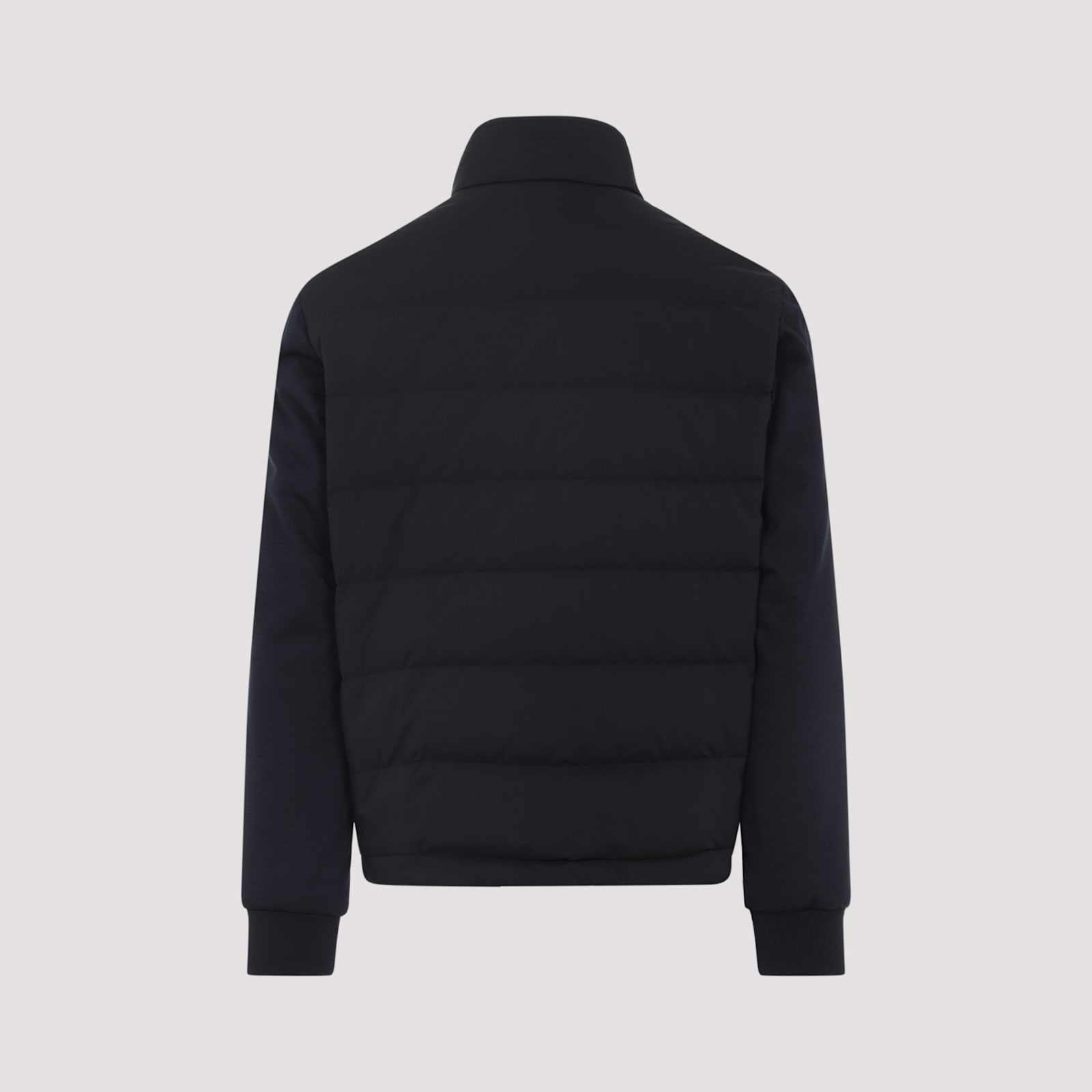 Brioni Tech Fabric Quilted Jacket In Blue
