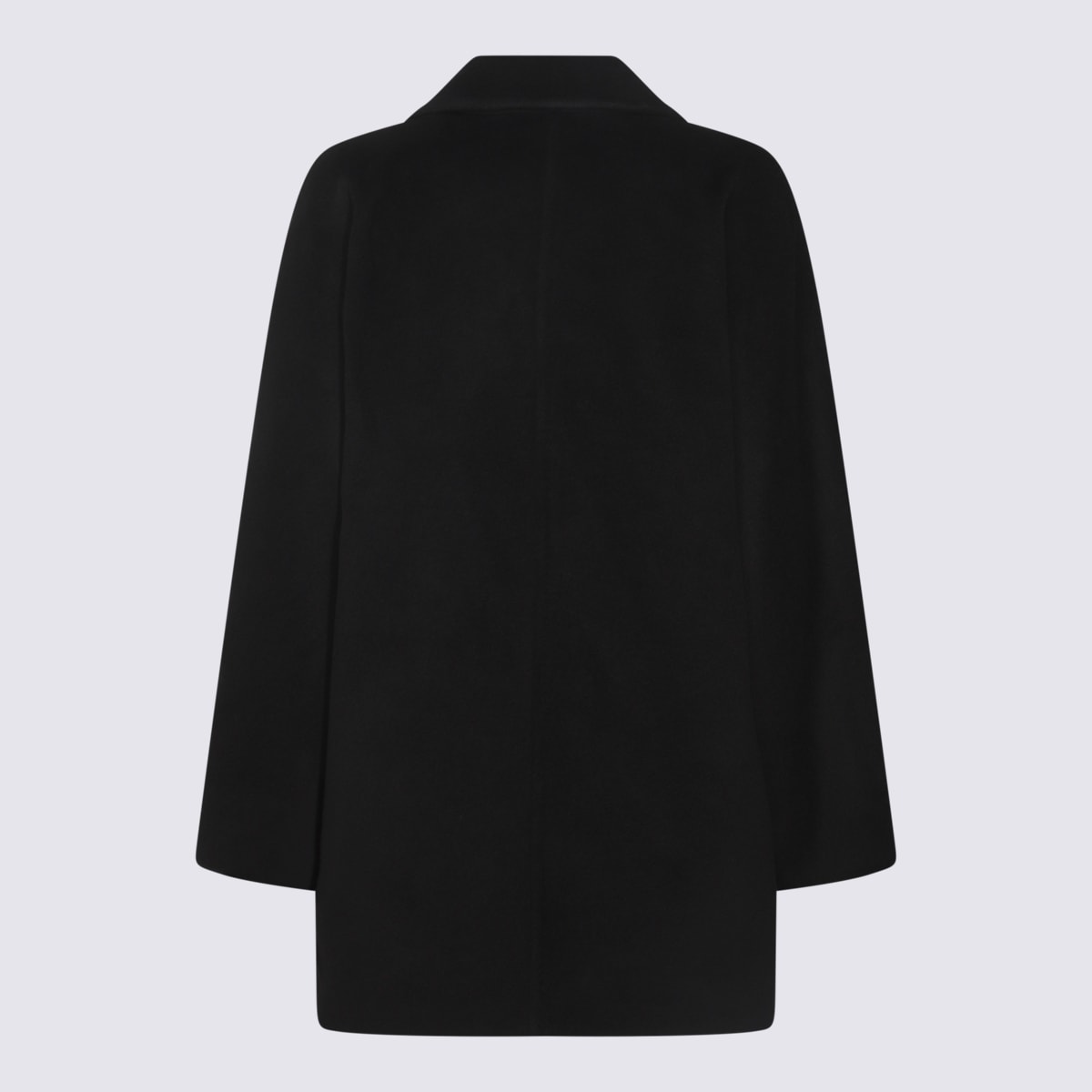 Max Mara Double-breasted Wool Cashmere Coat With Notched Collar In Black