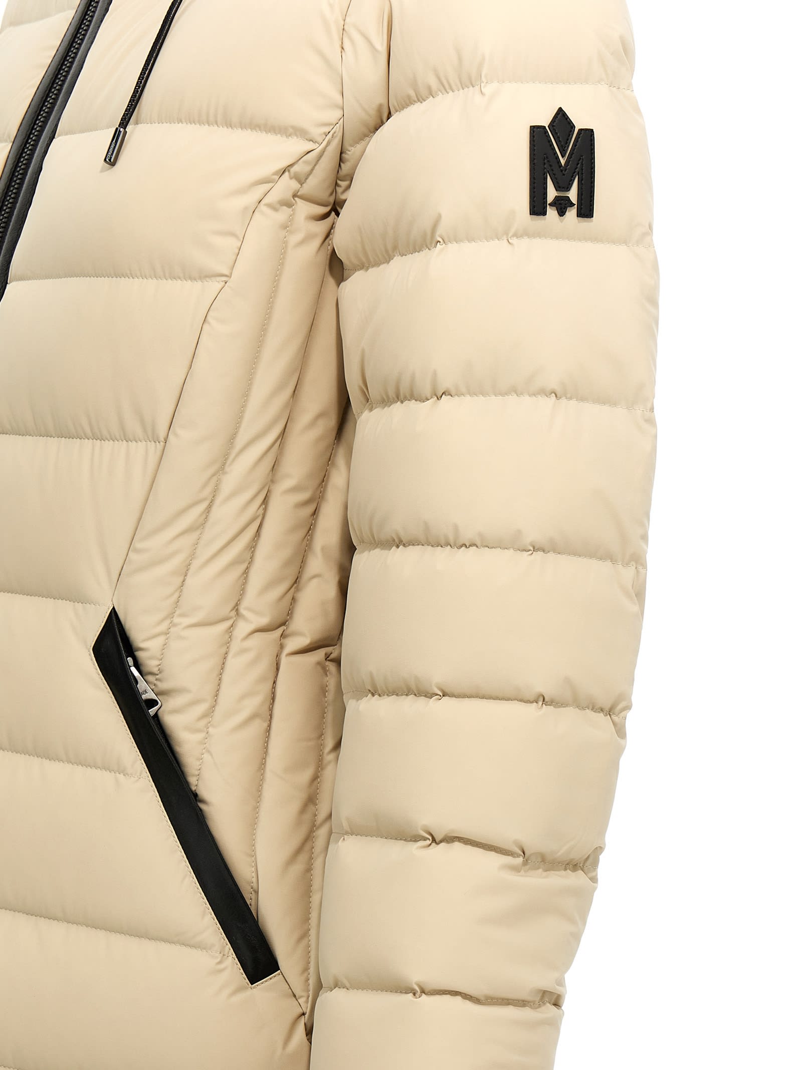 Shop Mackage Farren Long Down Jacket In Beige