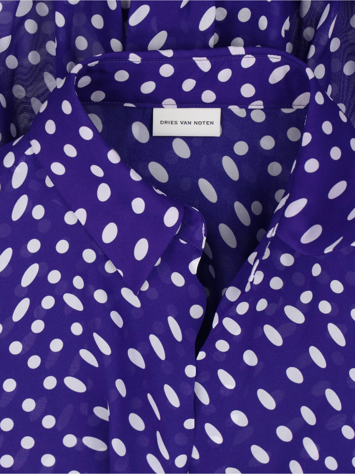 Dries Van Noten Long Sleeve Polka Dot Top With Tie In Purple