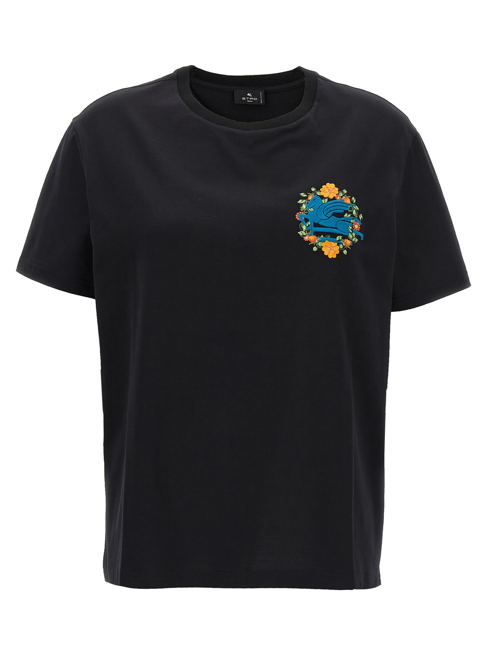 Shop Etro Logo Embroidery T-shirt In Nero