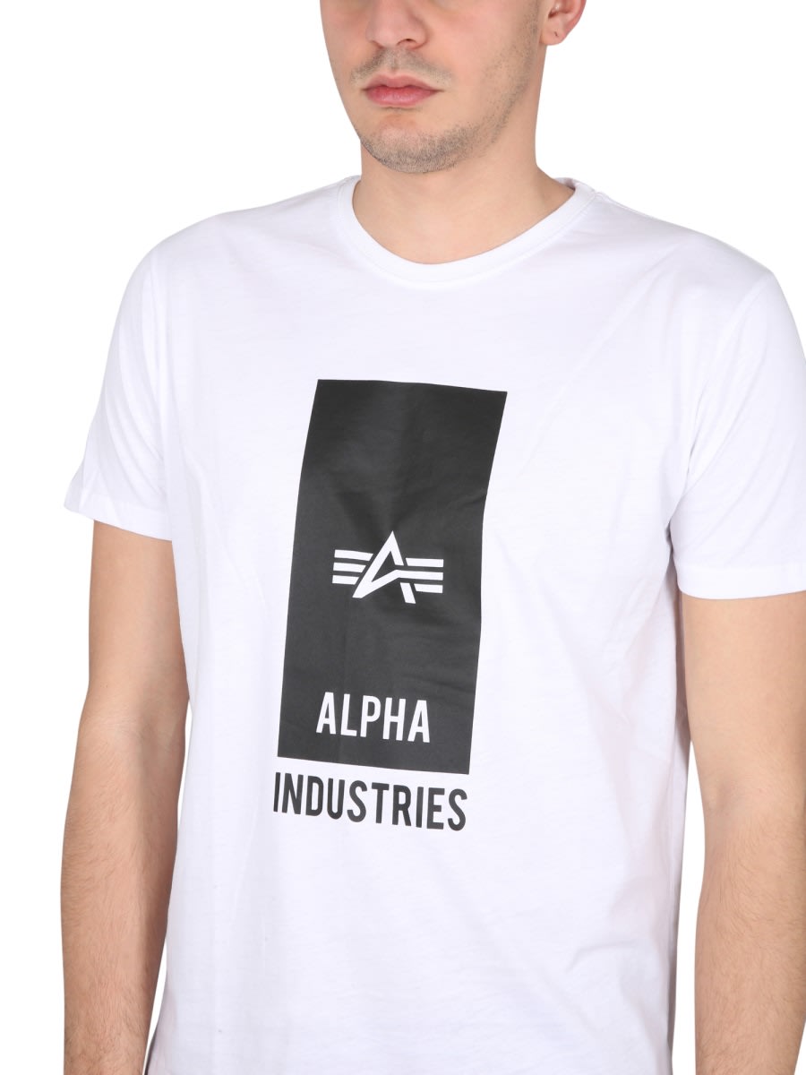 Shop Alpha Industries Logo Print T-shirt In White