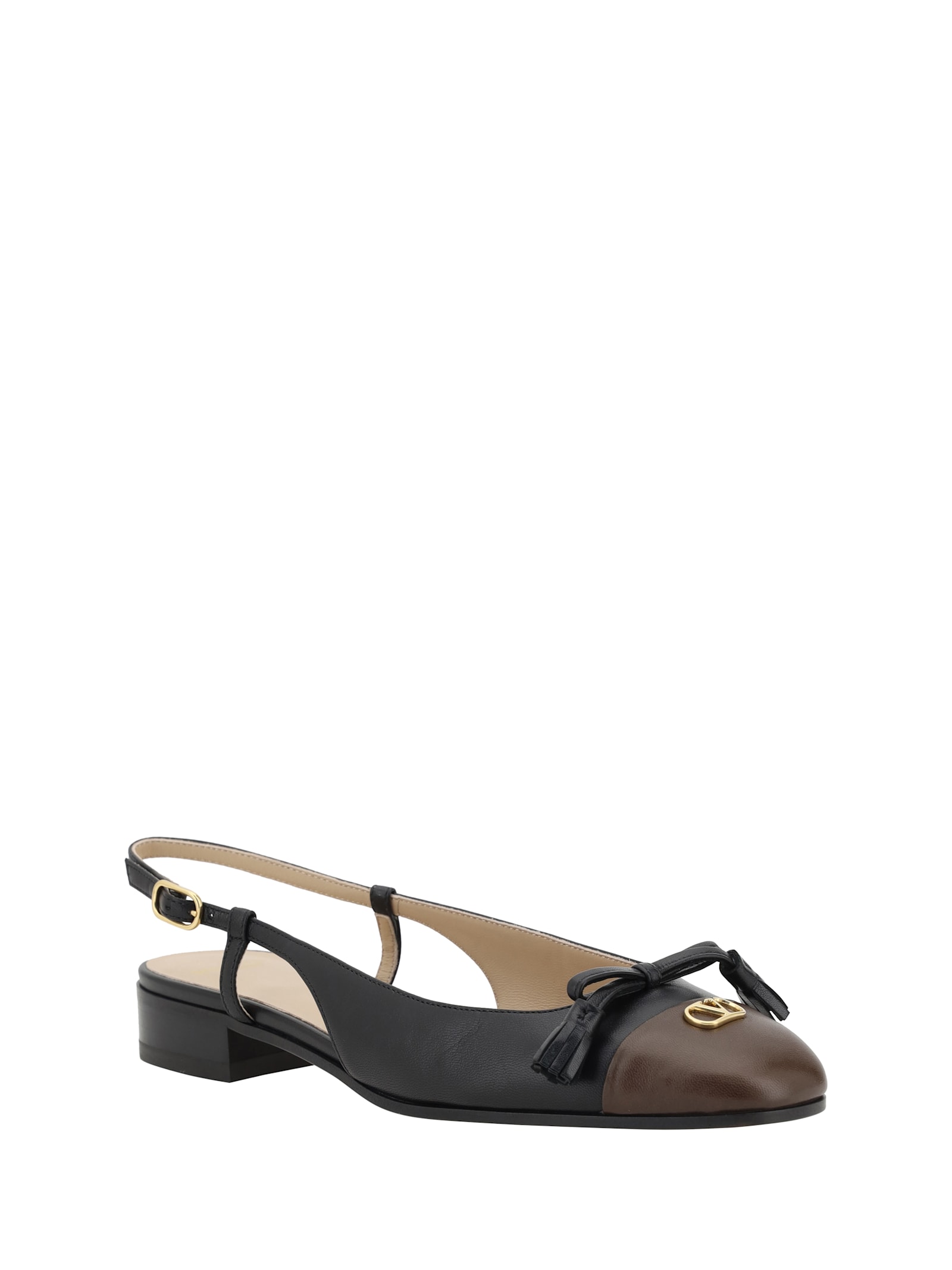 Valentino Garavani Women Two-tone Leather Valet Du Roe Ballerinas In Black