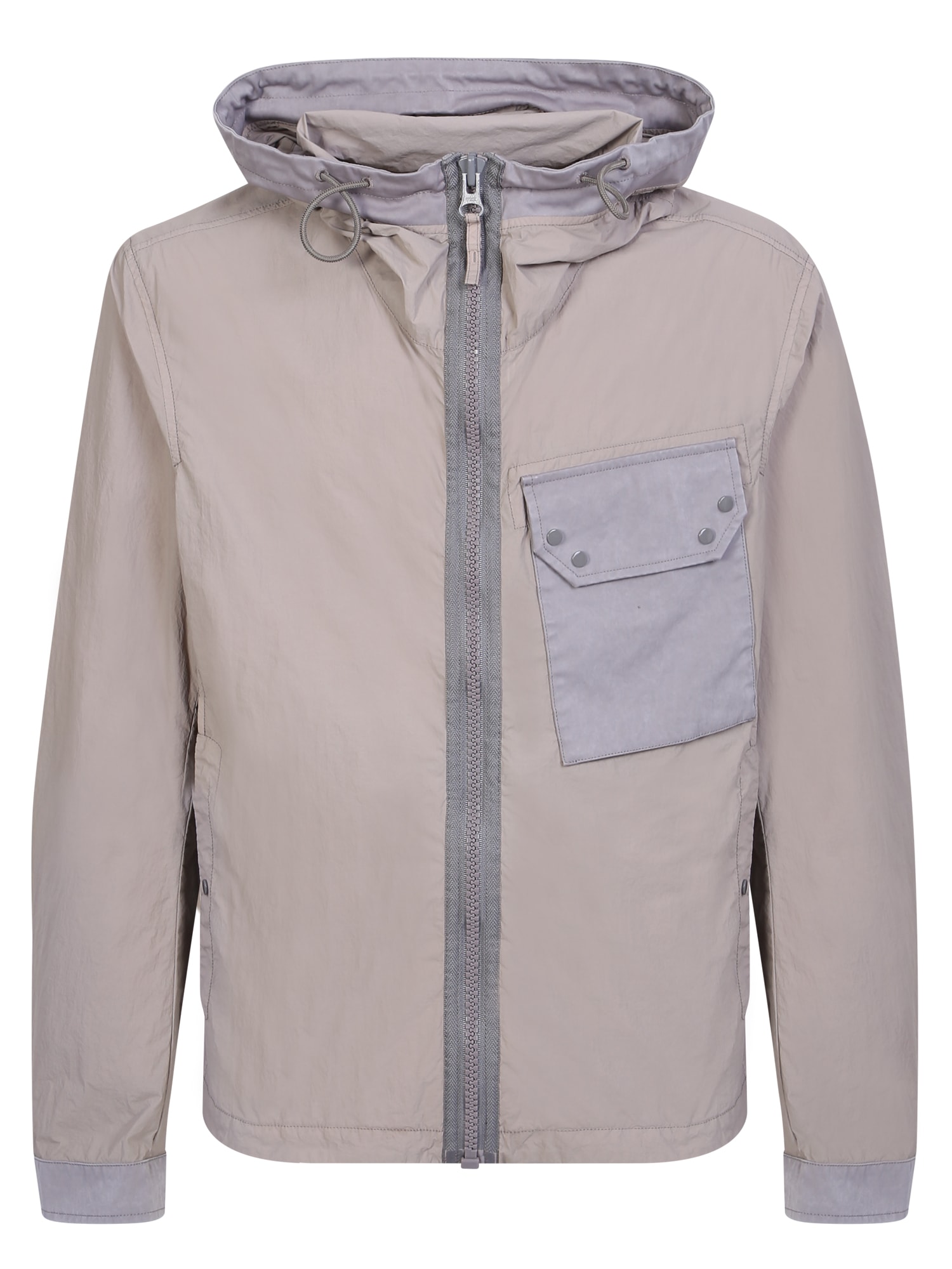 Shop Ten C Grey Hooded Jacket In Blue