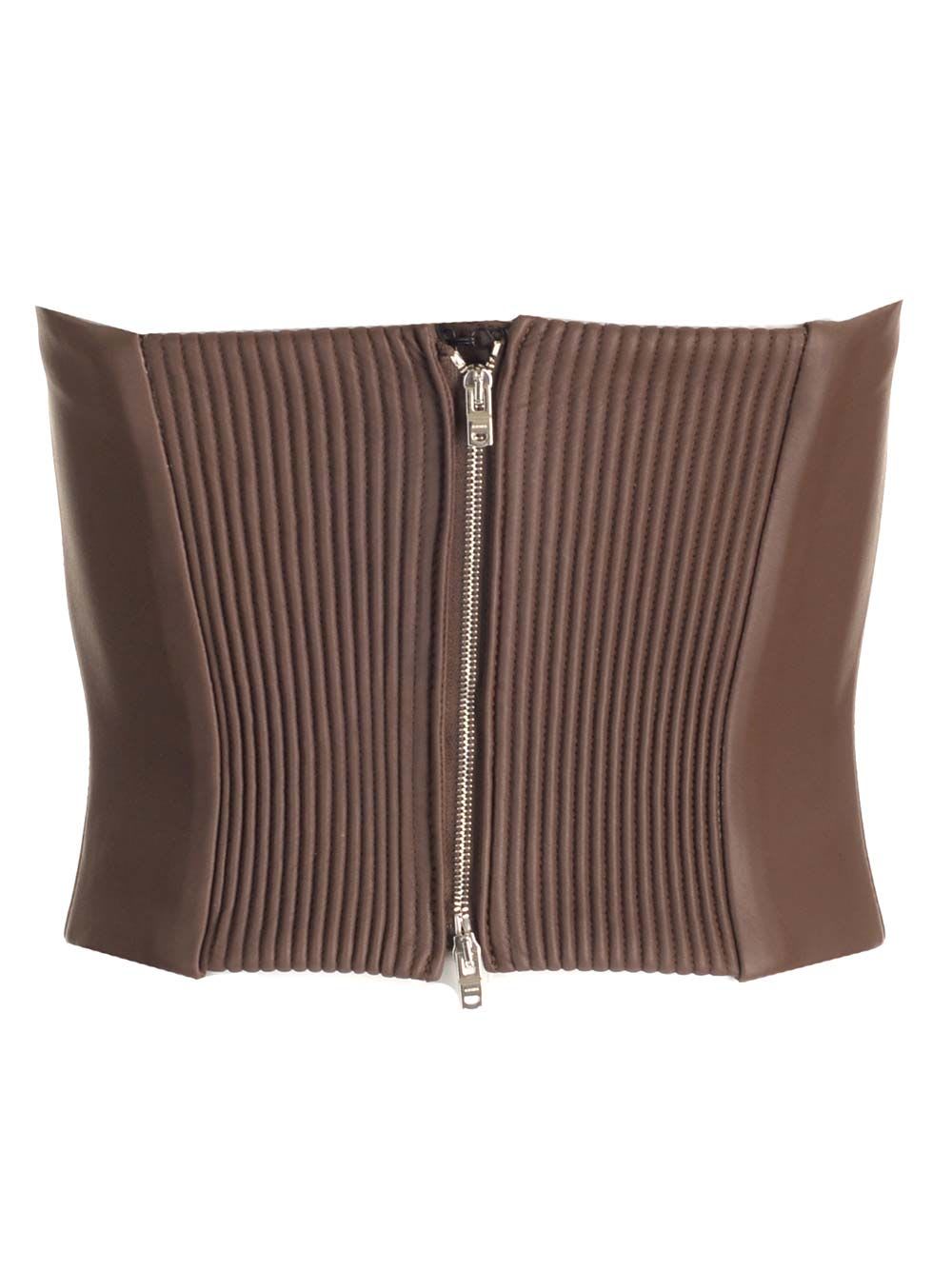 Shop Amiri Leather Bustier In Brown