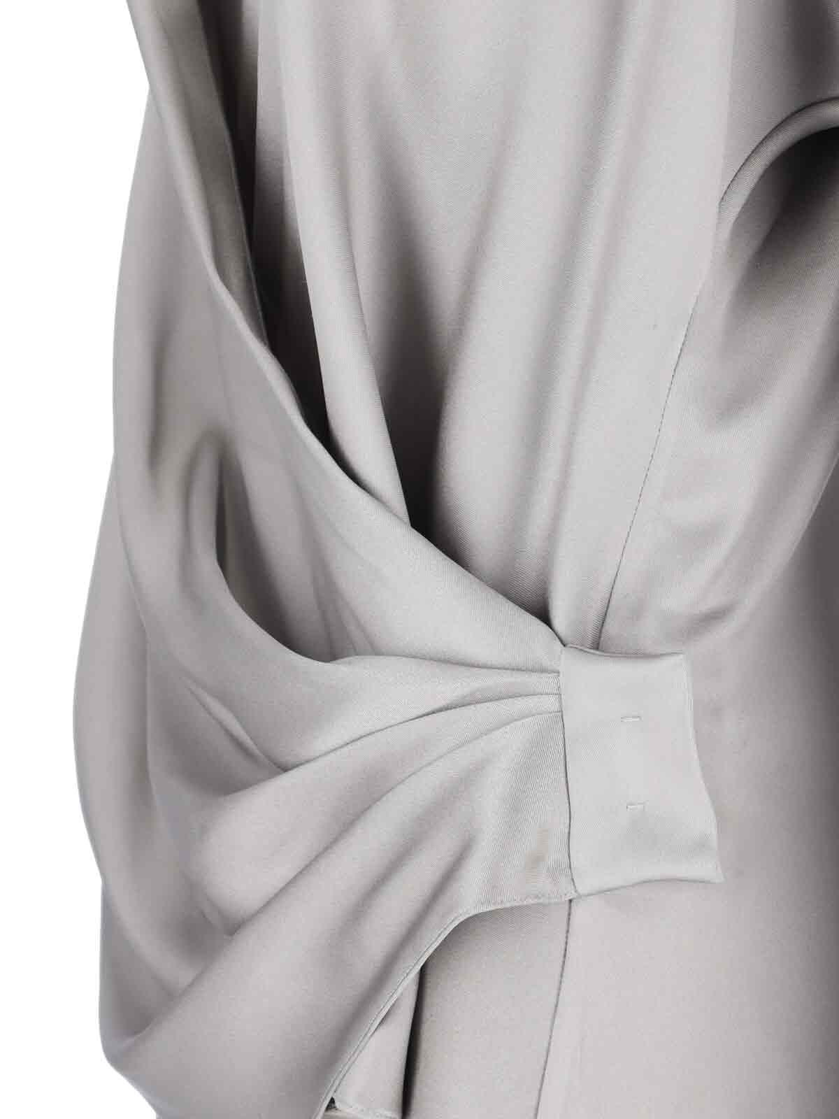Giorgio Armani Wrap Design Shirt With Draped Detailing In Gray