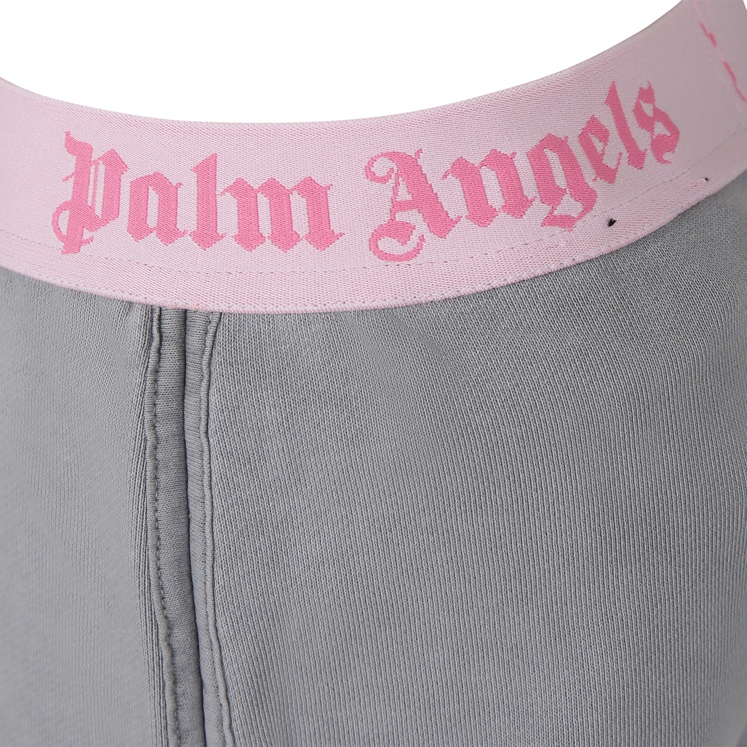 Shop Palm Angels Gray Shorts For Girl With Logo In Grey