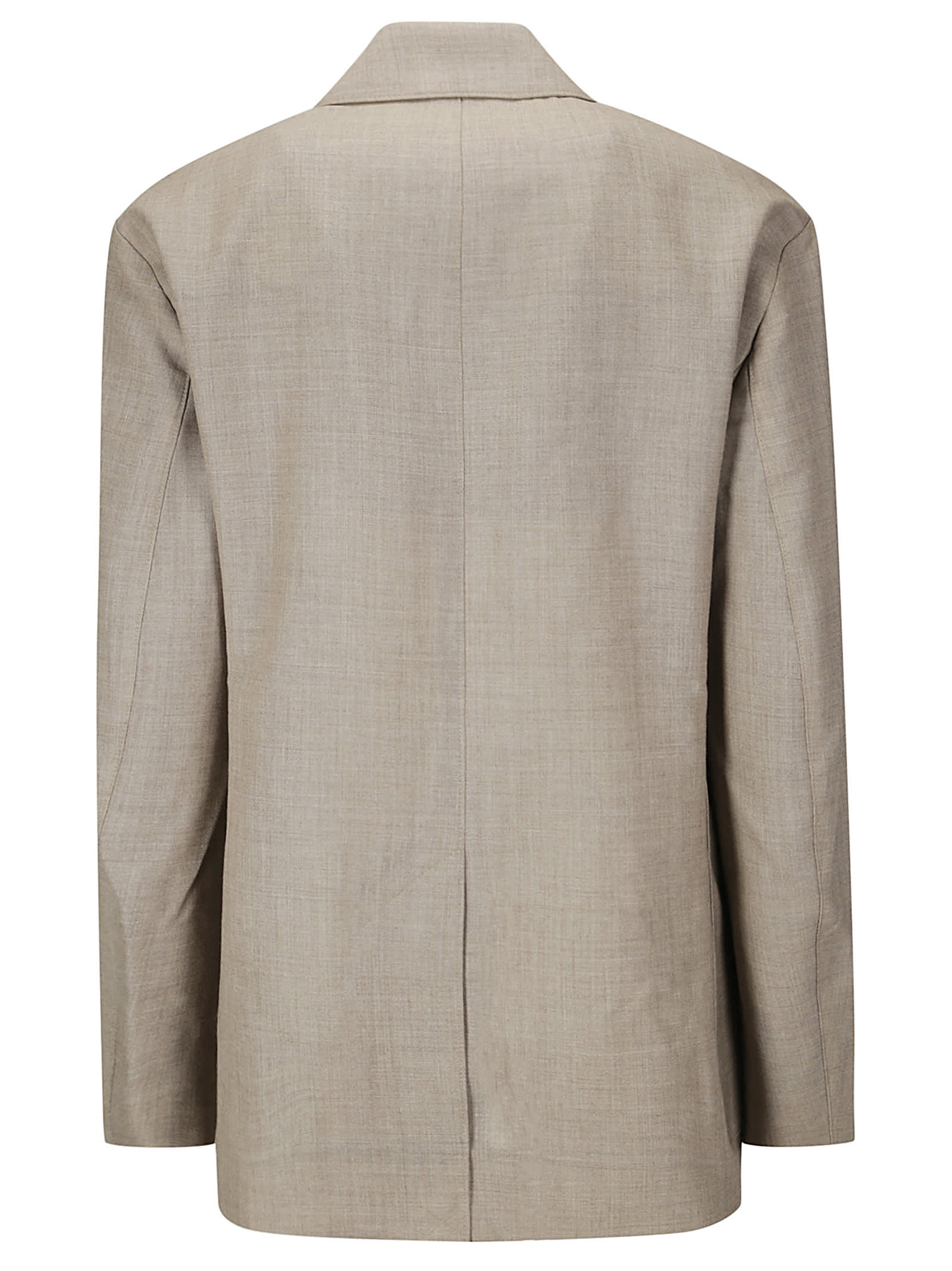 Studio Nicholson Conde Curved Hem Blazer In Neutral
