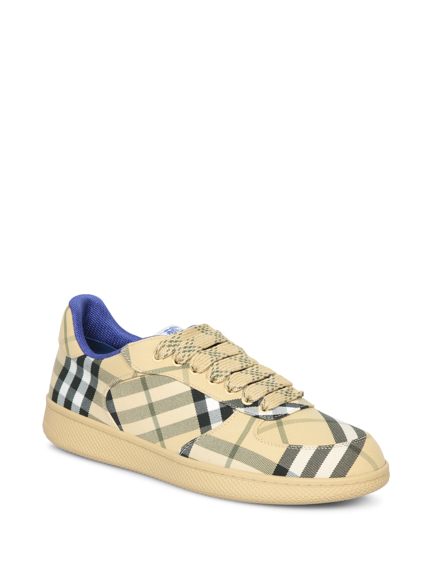 Shop Burberry Seasonal Check Beige Sneakers