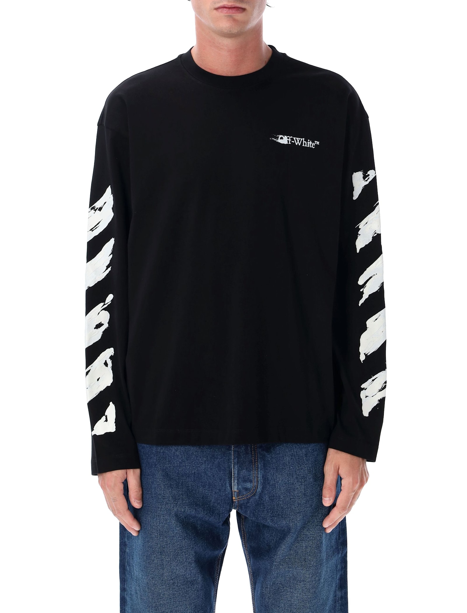 Off-white Ink Arrow 90 S Cotton Long Sleeve T-shirt In Black