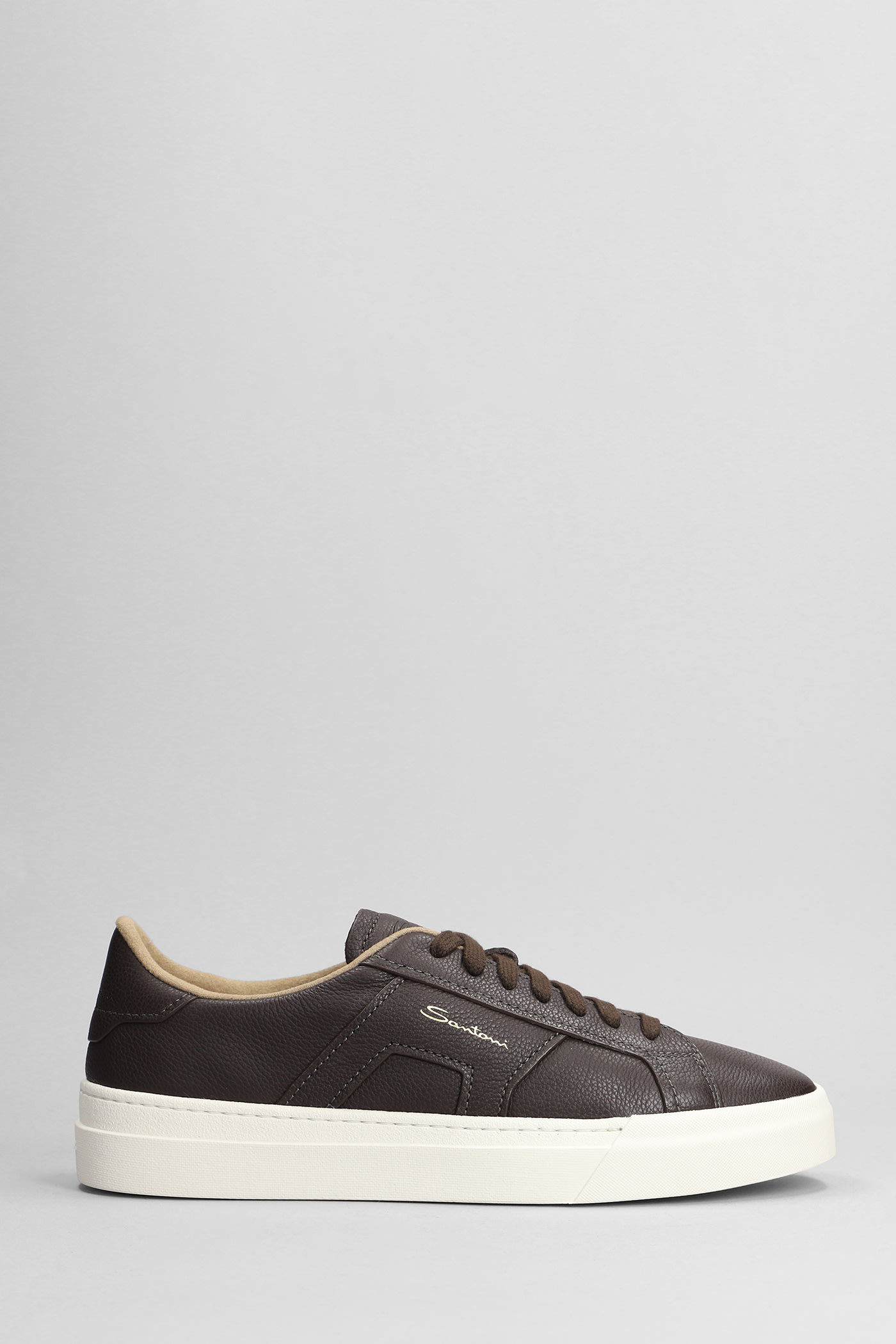 Shop Santoni Dbs Sneakers In Brown Leather