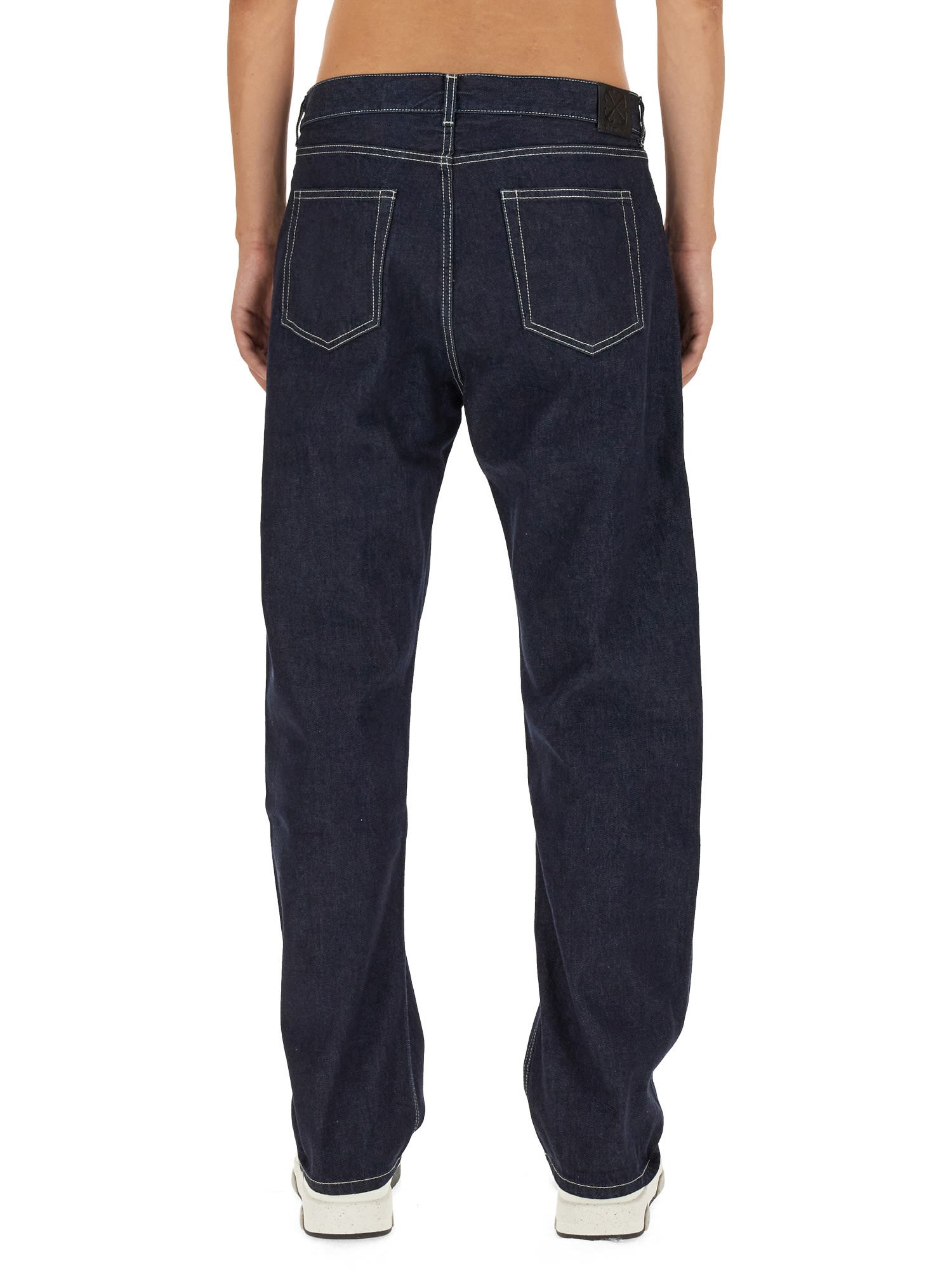Off-white Blue Cotton Denim Jeans In Beige