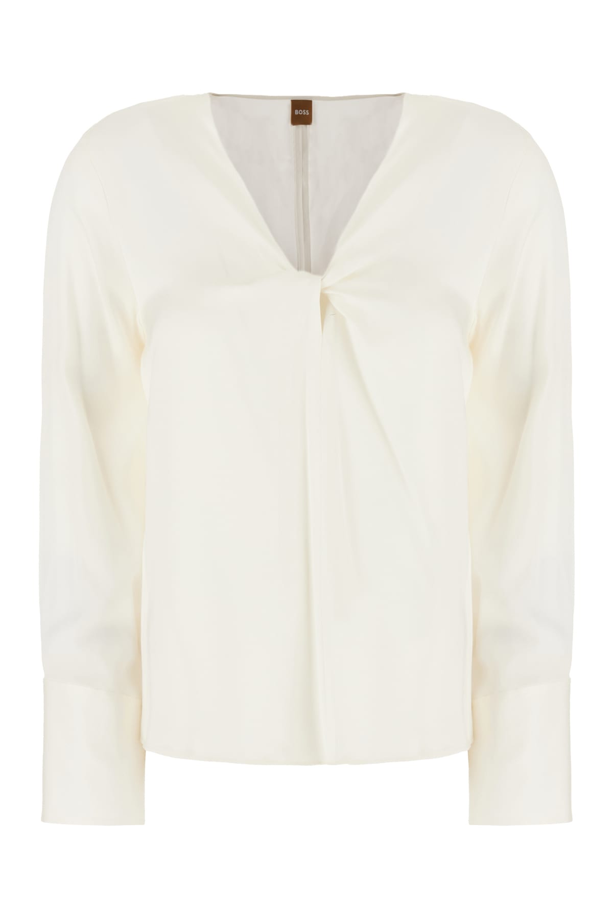 White Stretch Silk Blouse