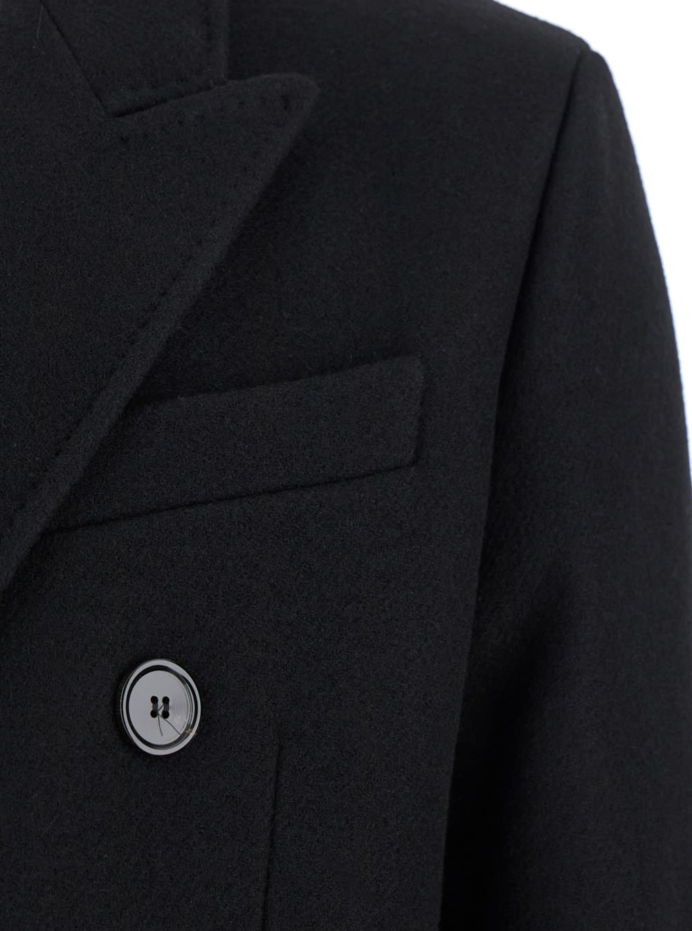 Shop Ami Alexandre Mattiussi Black Double-breasted Coat With Peak Revers In Wool Man In 001 Black